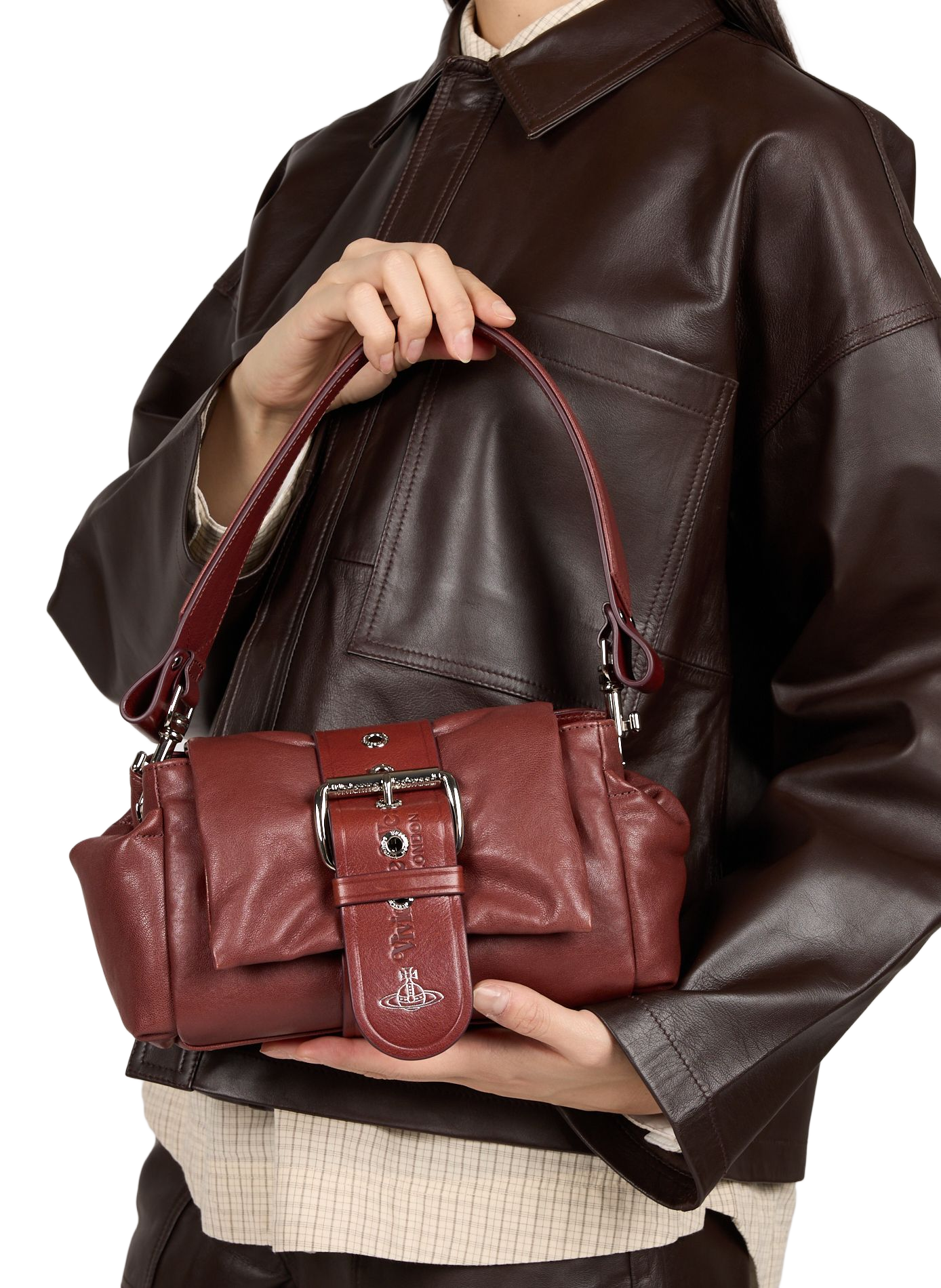 Galleria leather tote bag VIVIENNE WESTWOOD Brown