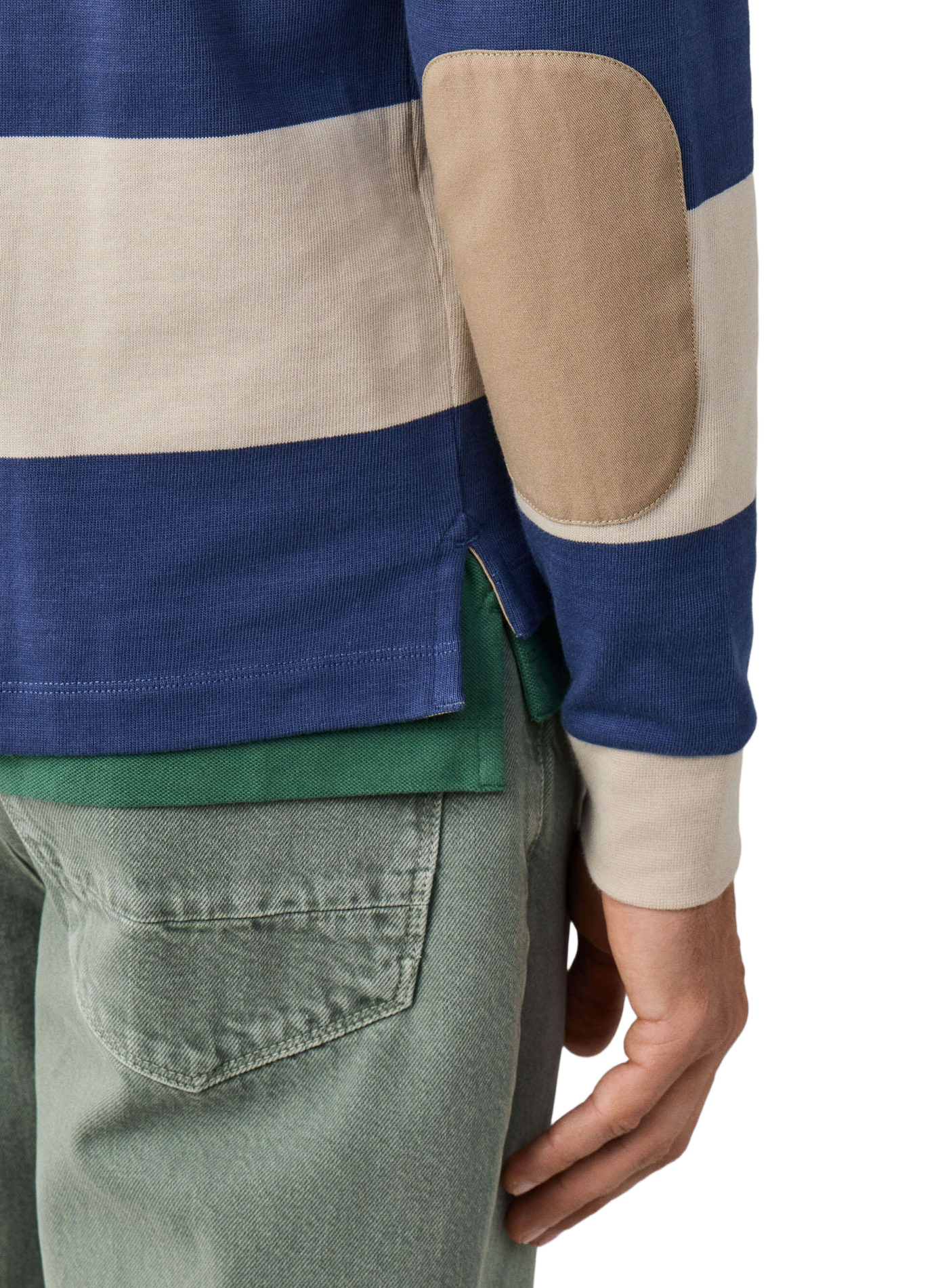 Recht gestreepte polo met lange mouwen van katoen. FACONNABLE Beige