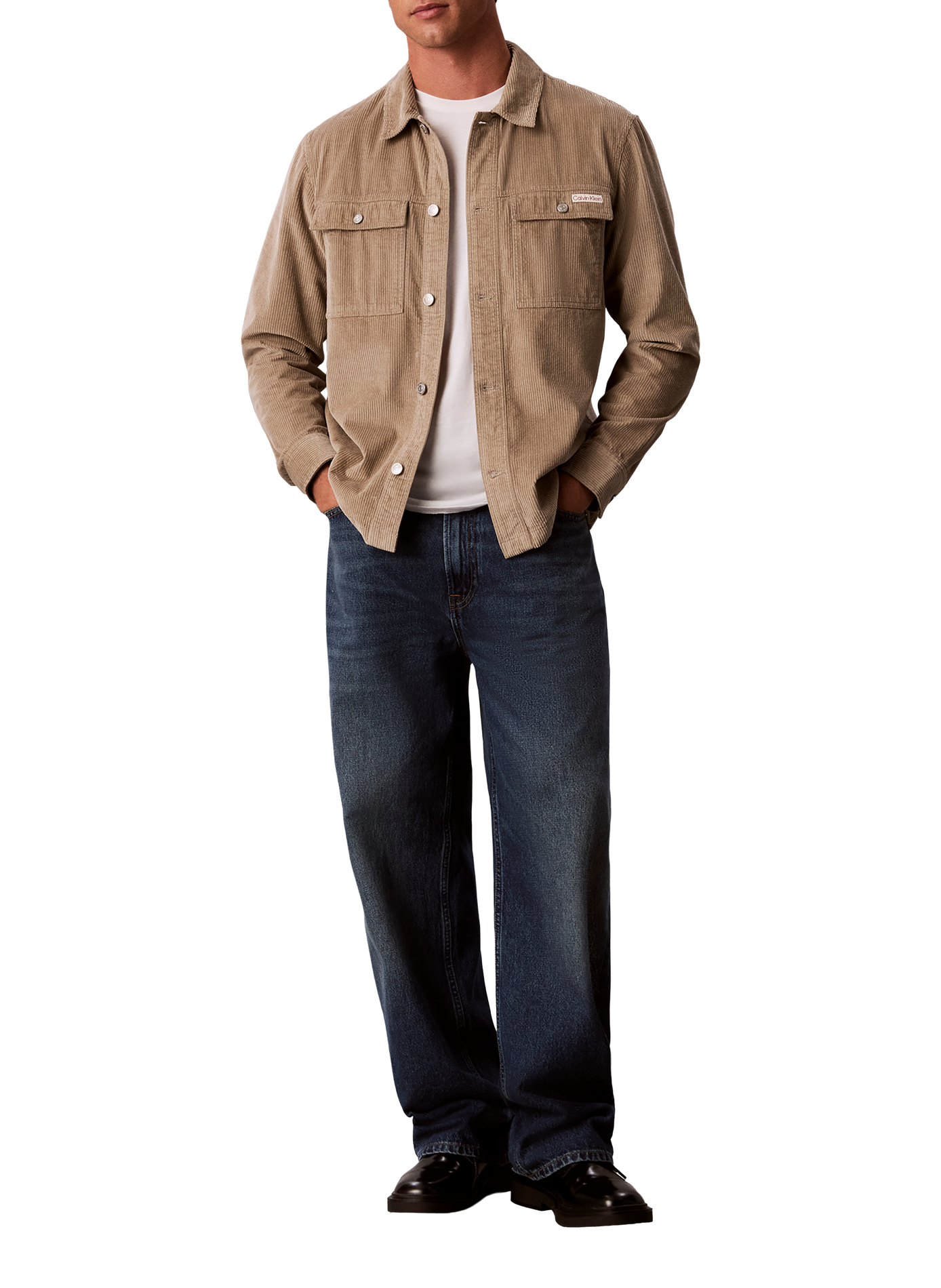 Straight cotton corduroy shirt CALVIN KLEIN Beige