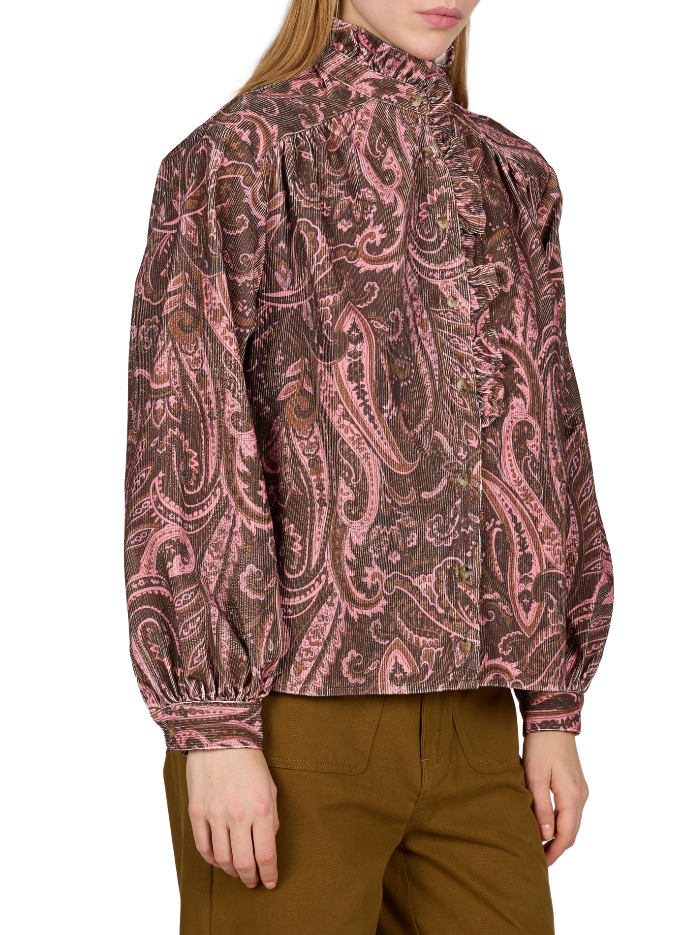 Straight ribbed cotton shirt GARANCE Brown