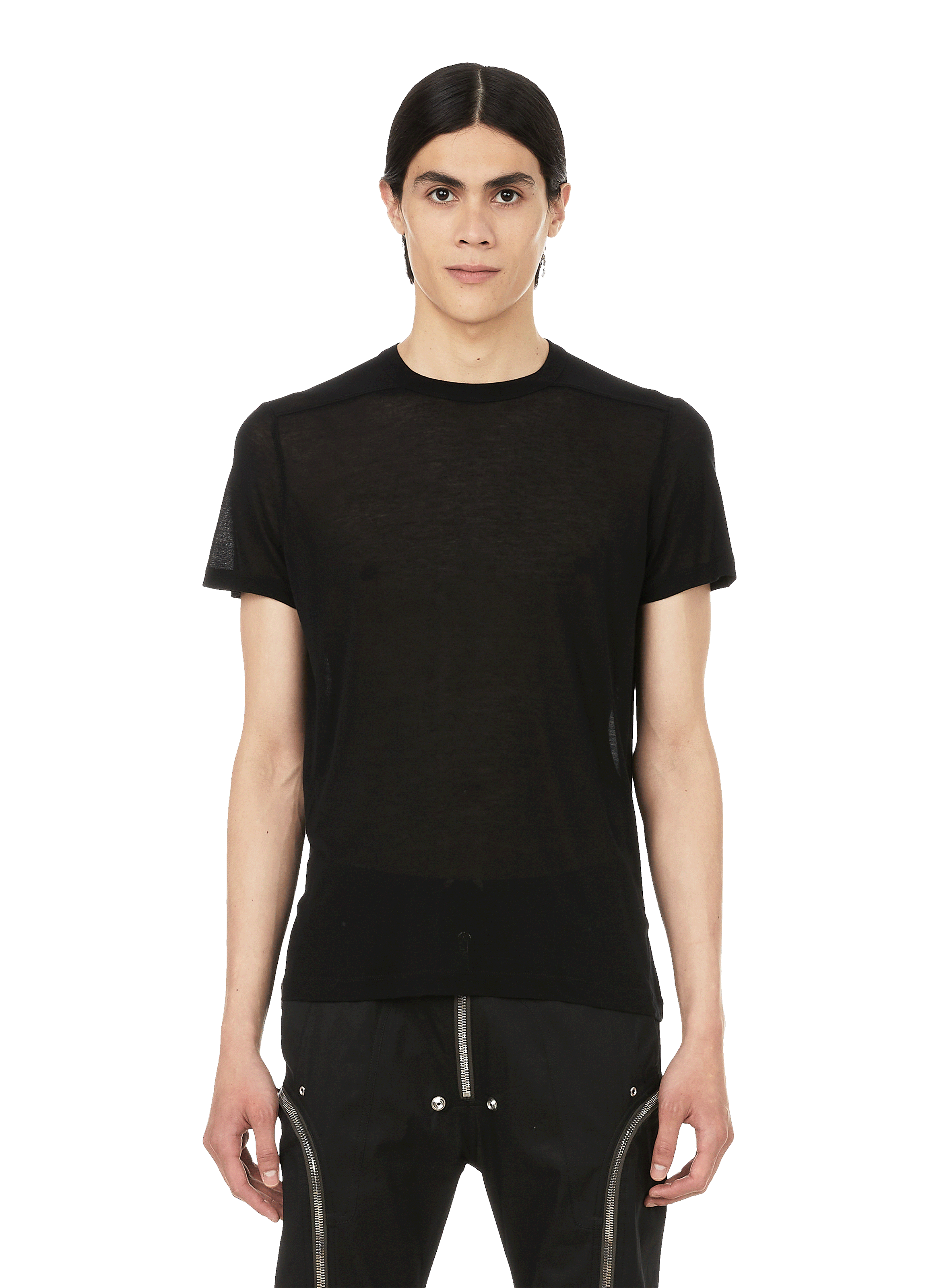 RICK OWENS T-shirt en viscose et soie mélangée Noir