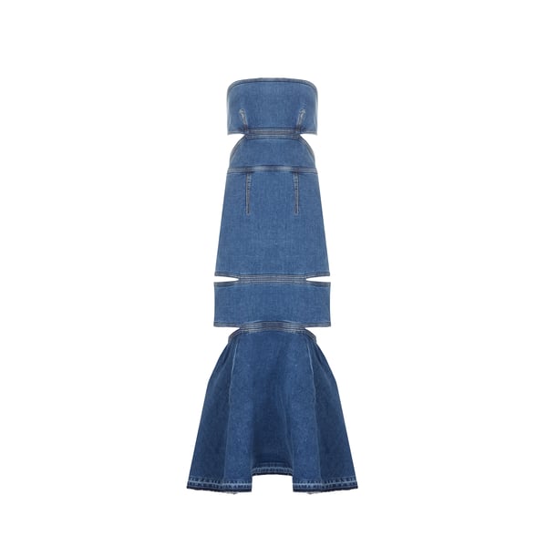 Robe denim avec découpes