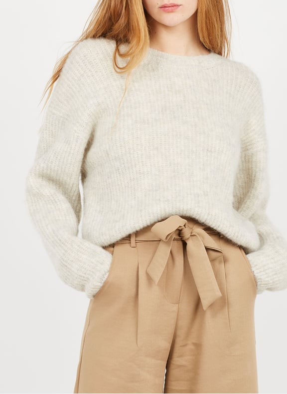 Pull droit à maille duveteuse en laine mélangée east Beige by AMERICAN VINTAGE AMERICAN VINTAGE Pull droit à maille duveteuse en laine mélangée east Beige