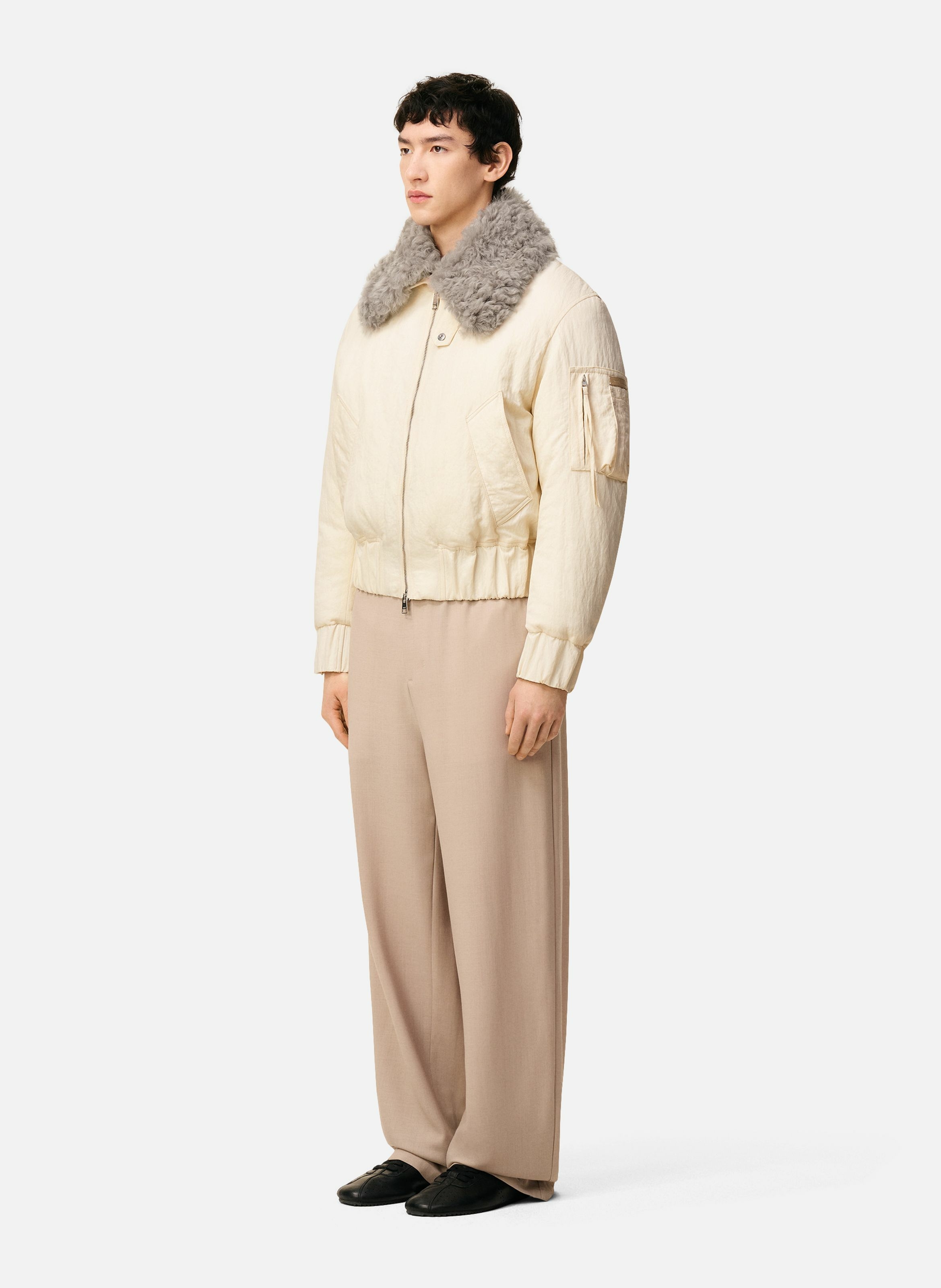 Bomber rembourré en nylon unisexe AMI PARIS Blanc