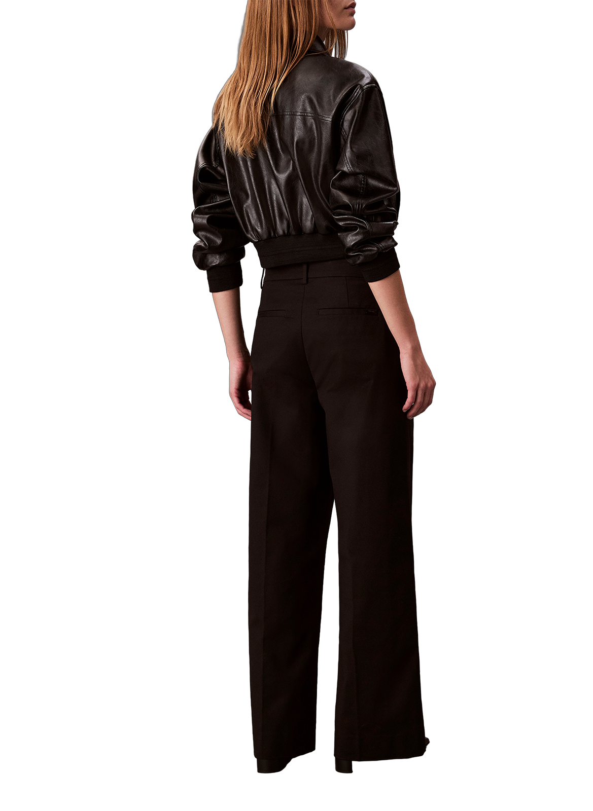 Pantalon droit en coton mélangé CALVIN KLEIN Noir