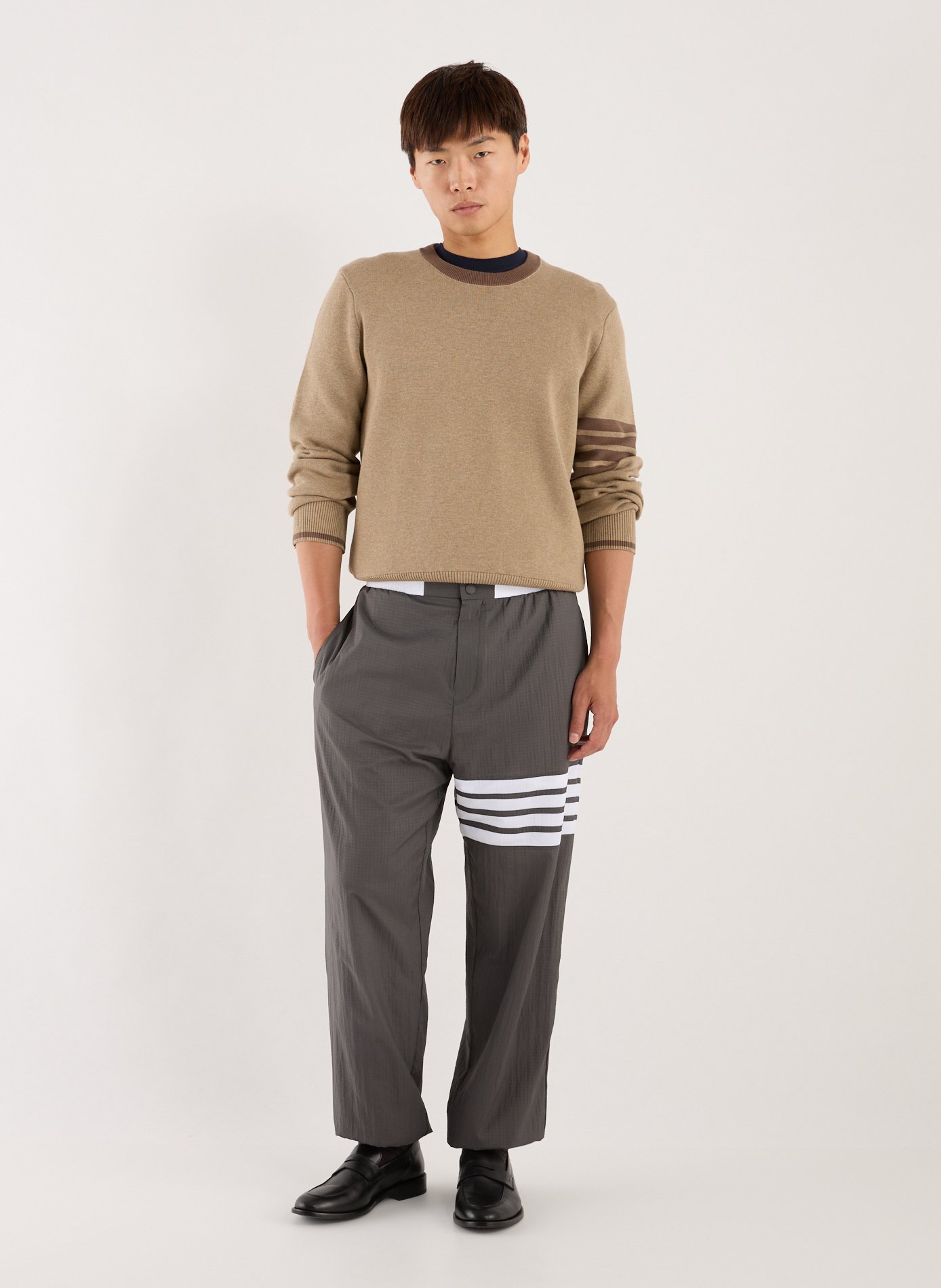 Cotton striped sweater THOM BROWNE Brown
