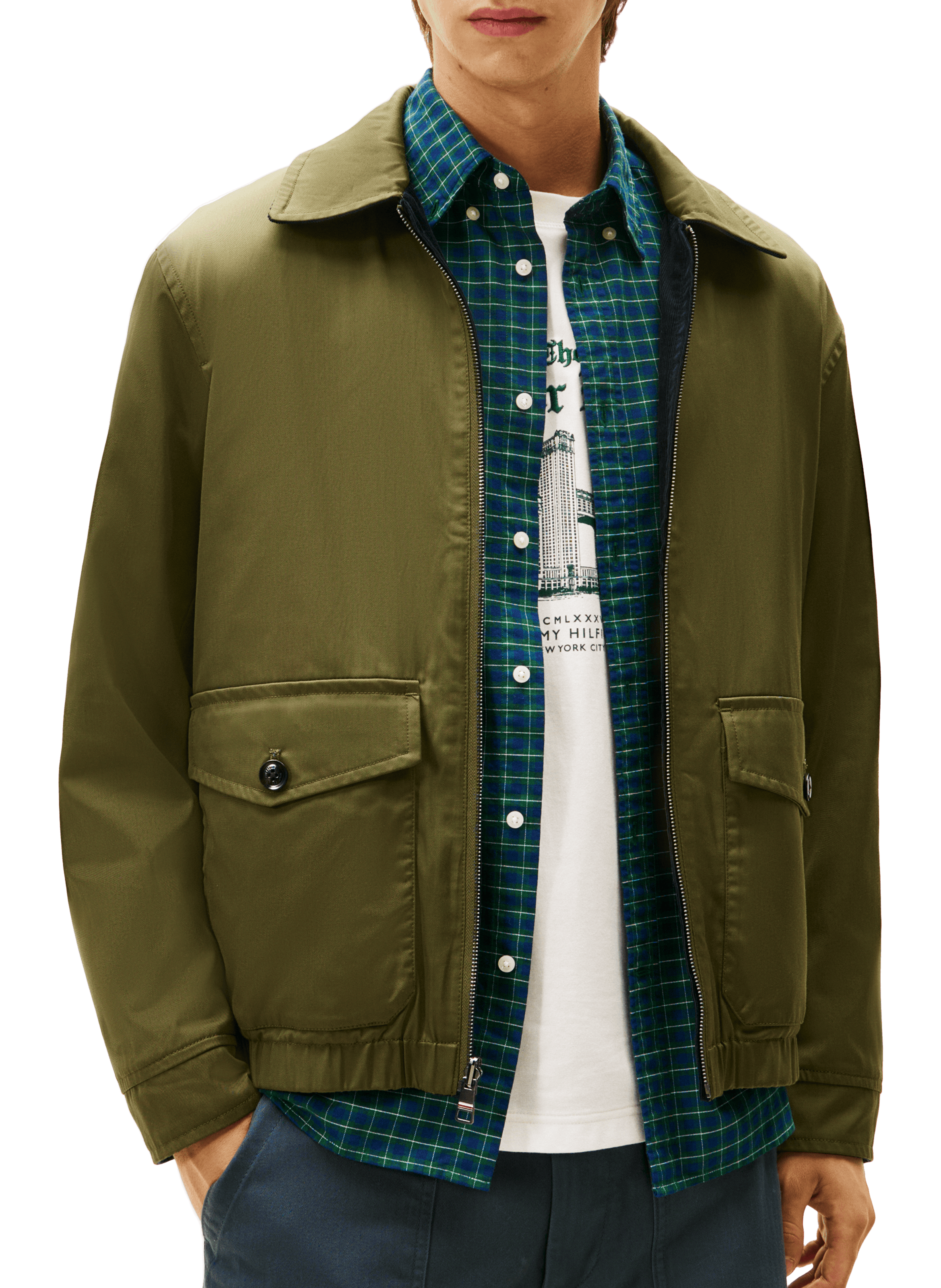 Reversible classic collar cotton jacket TOMMY HILFIGER Blue