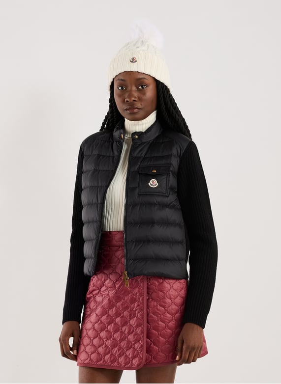 Quilted zip-up cardigan | Black by MONCLER Quilted zip-up cardigan Black