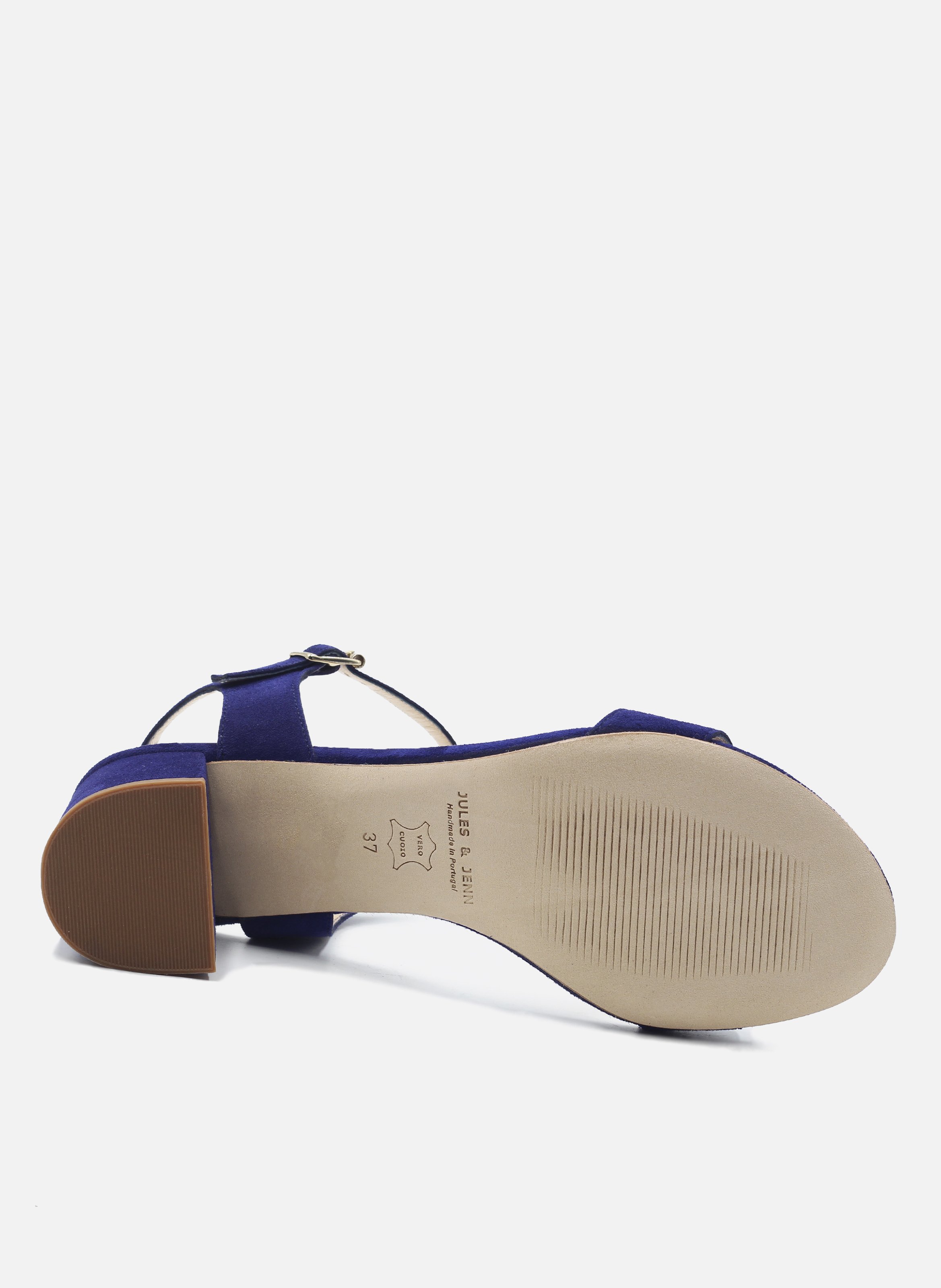 Sandales moyen talon cuir daim JULES & JENN Bleu