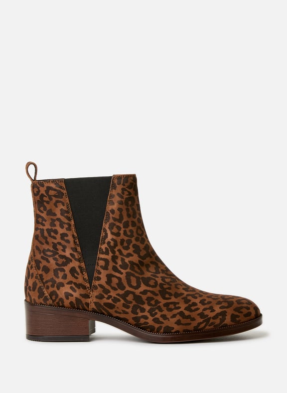 Bottines léopard en cuir mélangé GEOX Bottines léopard en cuir mélangé GEOX