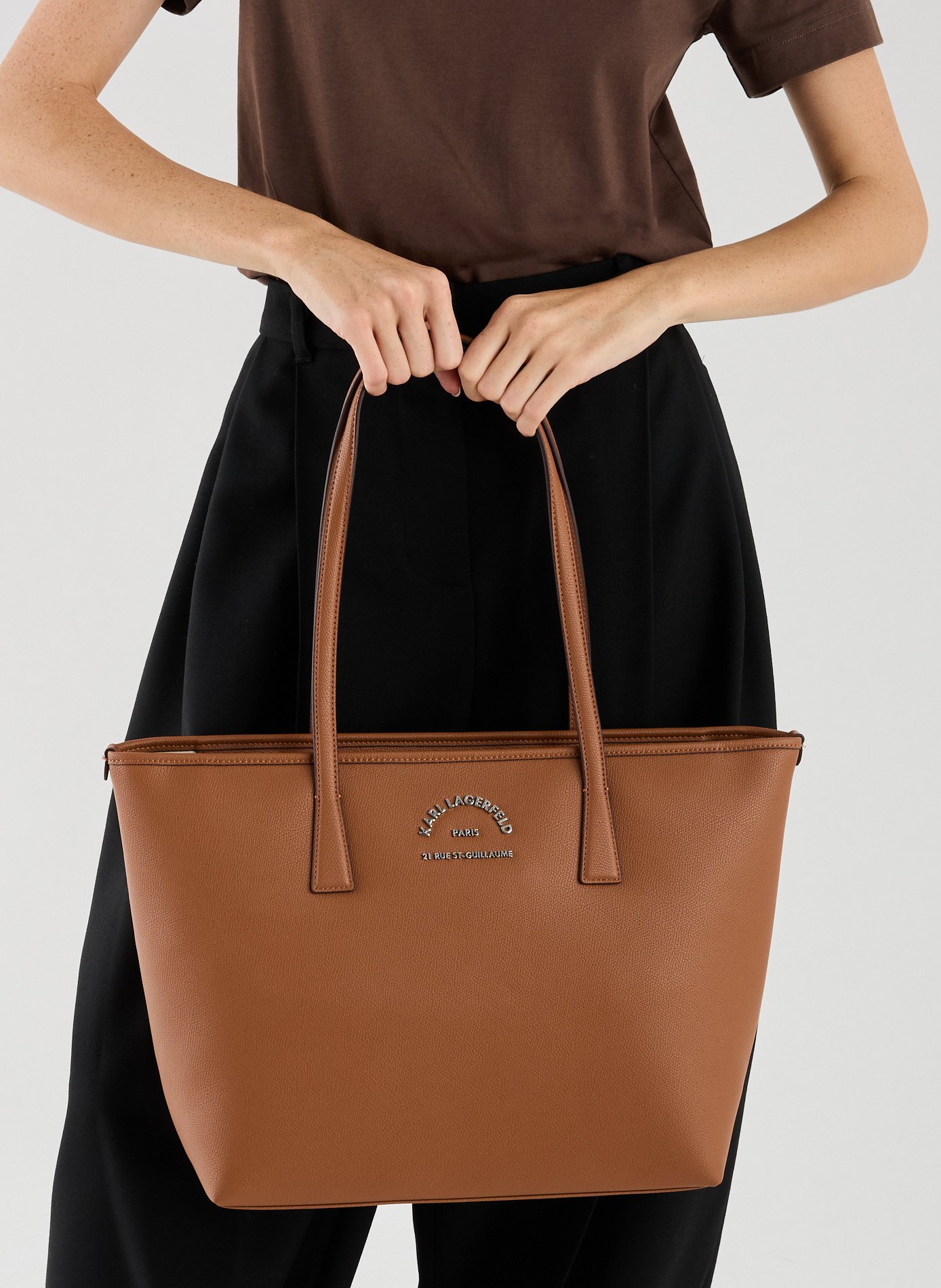 Logo handbag KARL LAGERFELD Brown