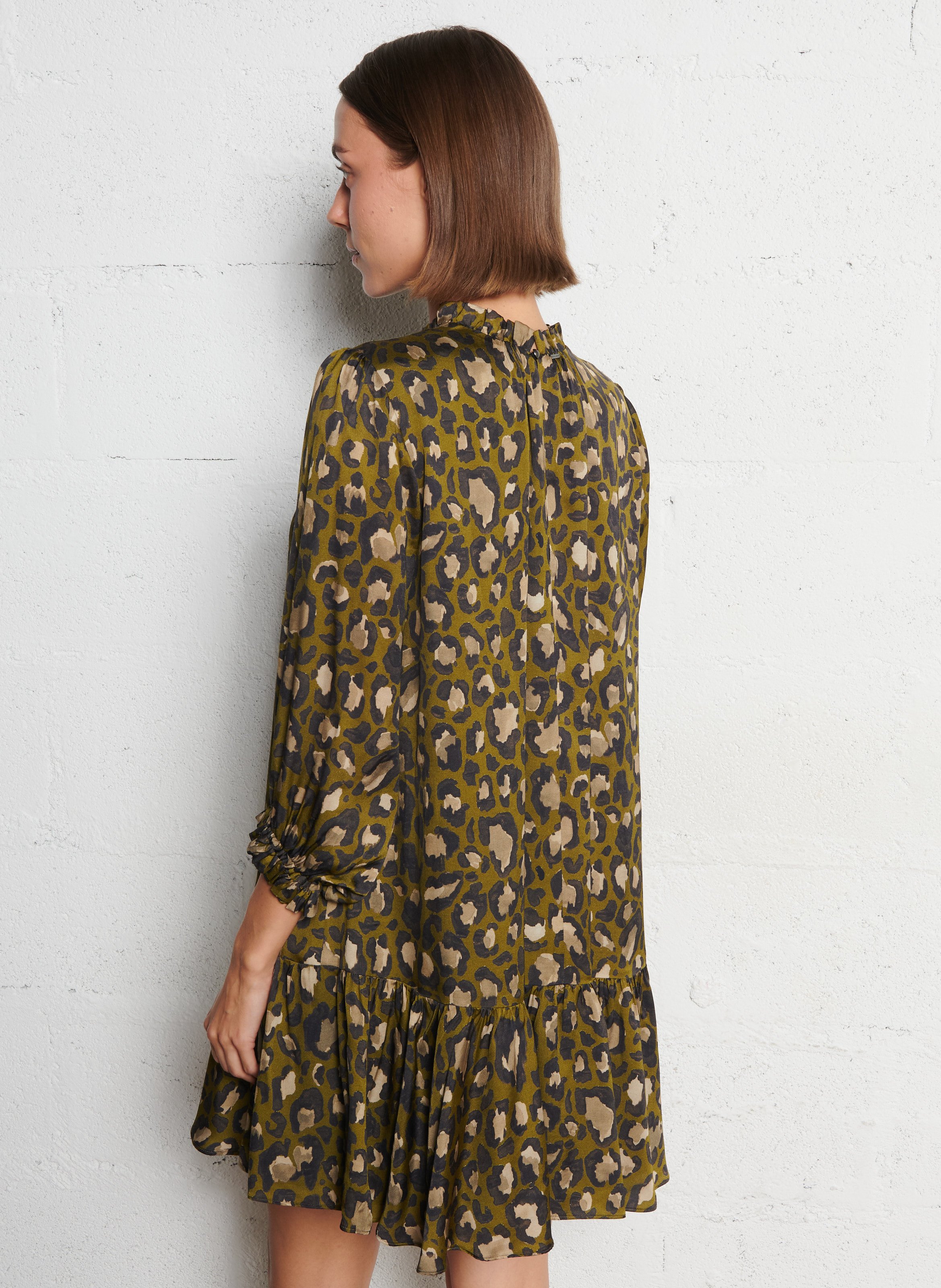 Robe courte ample léopard IKKS Kaki