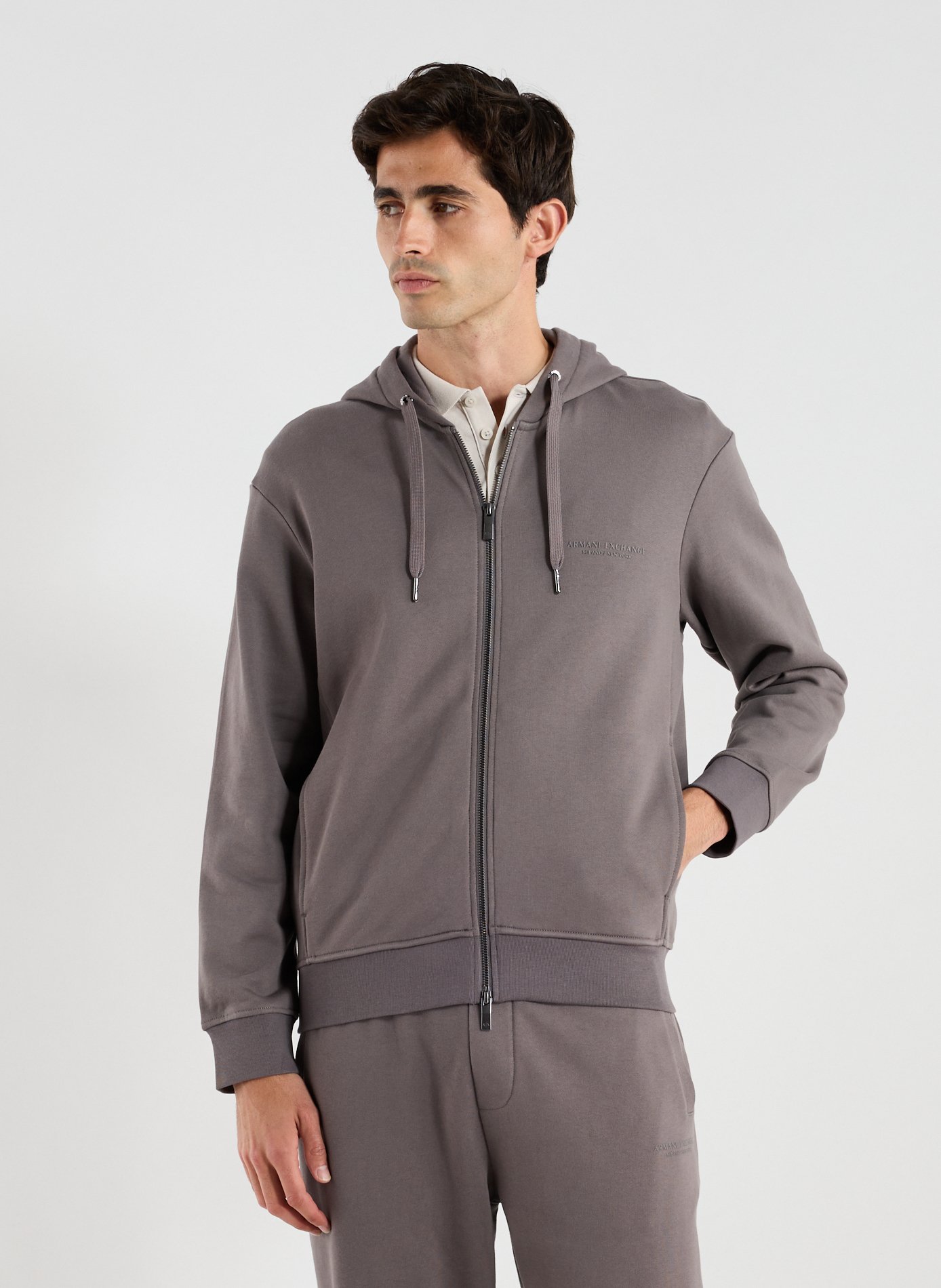 ARMANI EXCHANGE Sweat à capuche en coton Marron