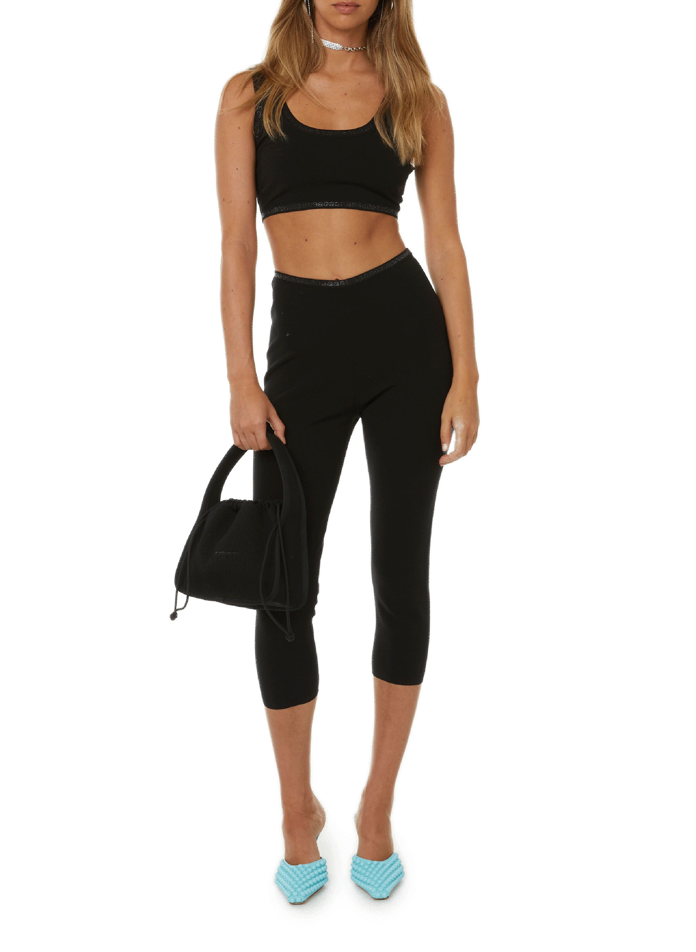 Top à strass ALEXANDER WANG Noir