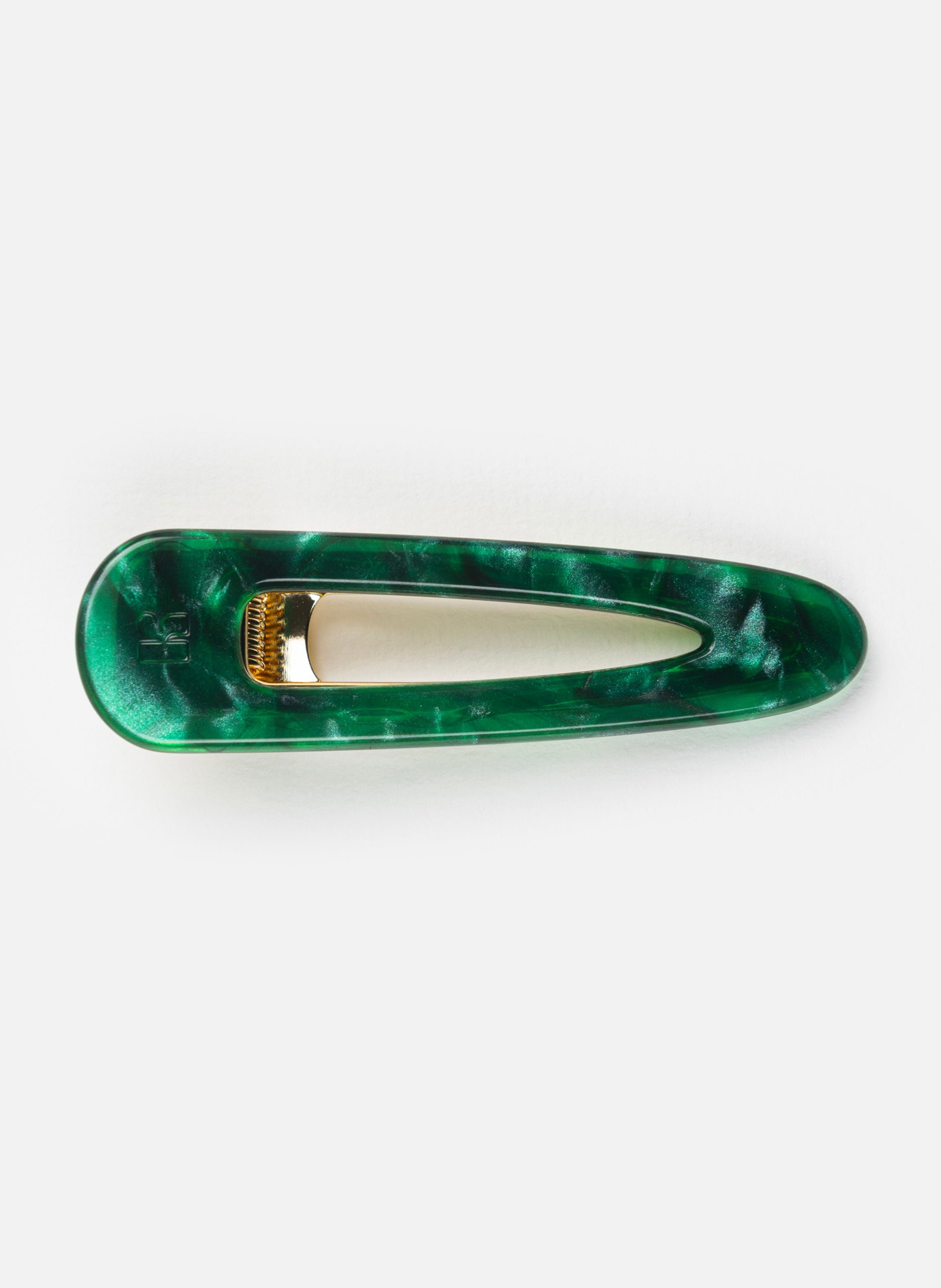 Barrette à cheveux triangle en acétate de cellulose et acier inoxydable KURAGE GINZA Vert