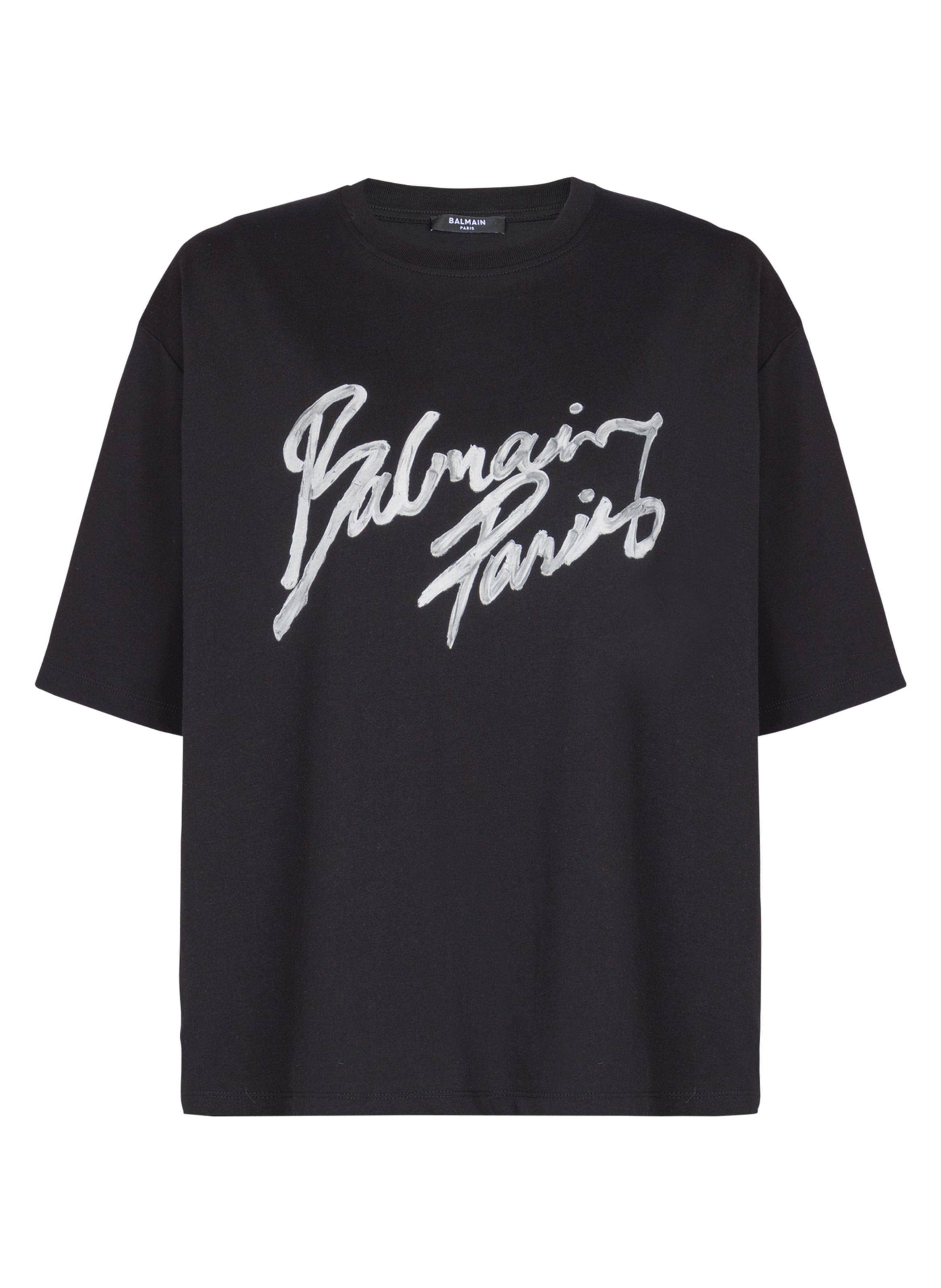 T-shirt décontracté avec imprimé balmain paris brush BALMAIN Noir