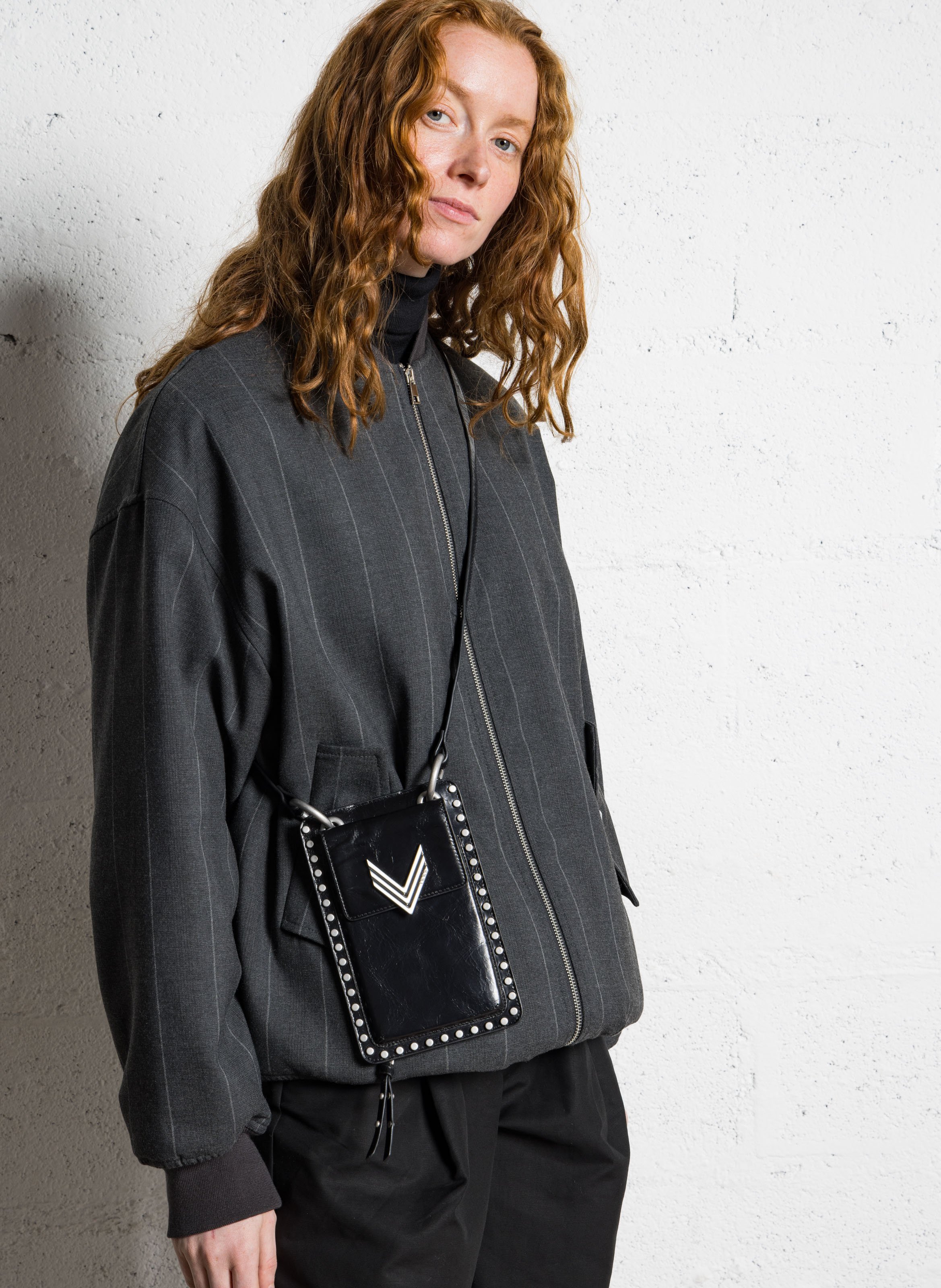 Sac bandoulière pour téléphone en cuir 111 phone bag IKKS Noir