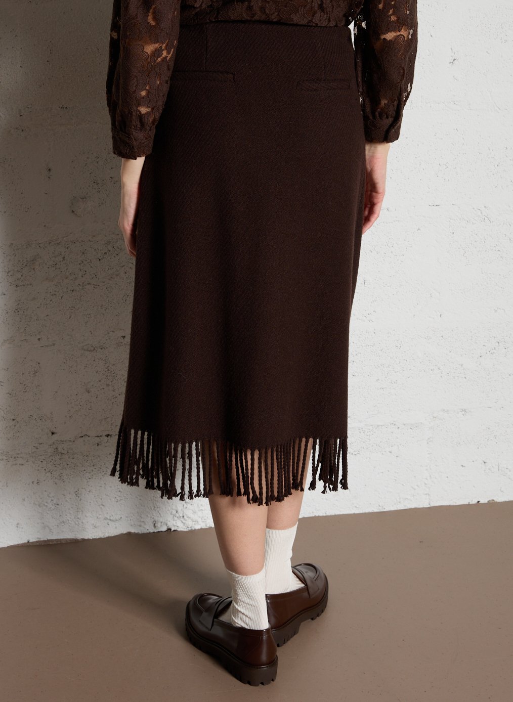 Jupé midi en laine mélangée elona MAISON 123 Marron