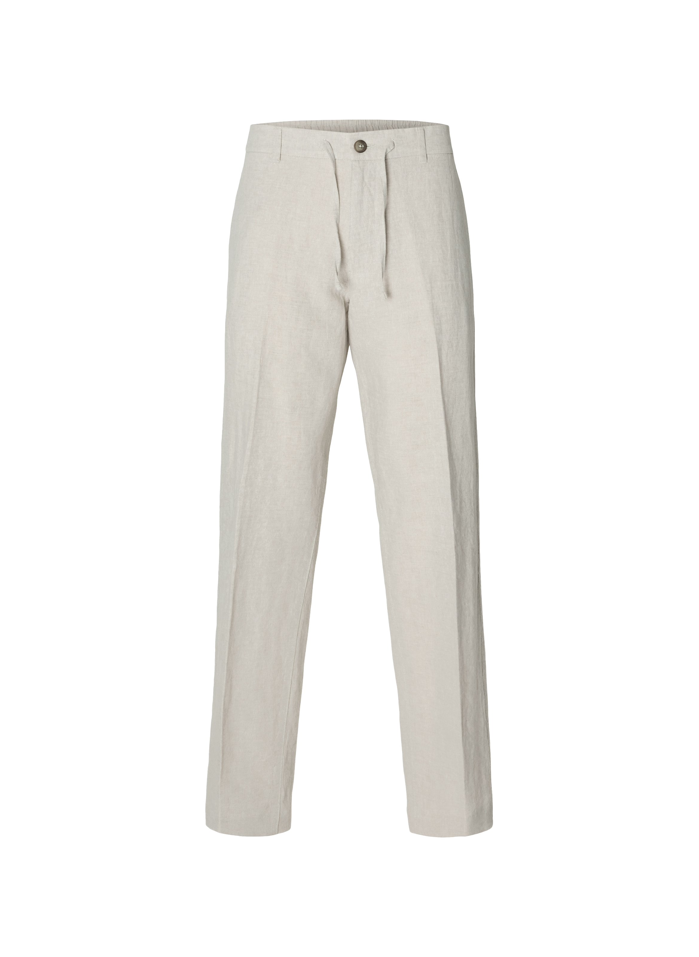 Straight-fit linen and cotton trousers SELECTED Beige