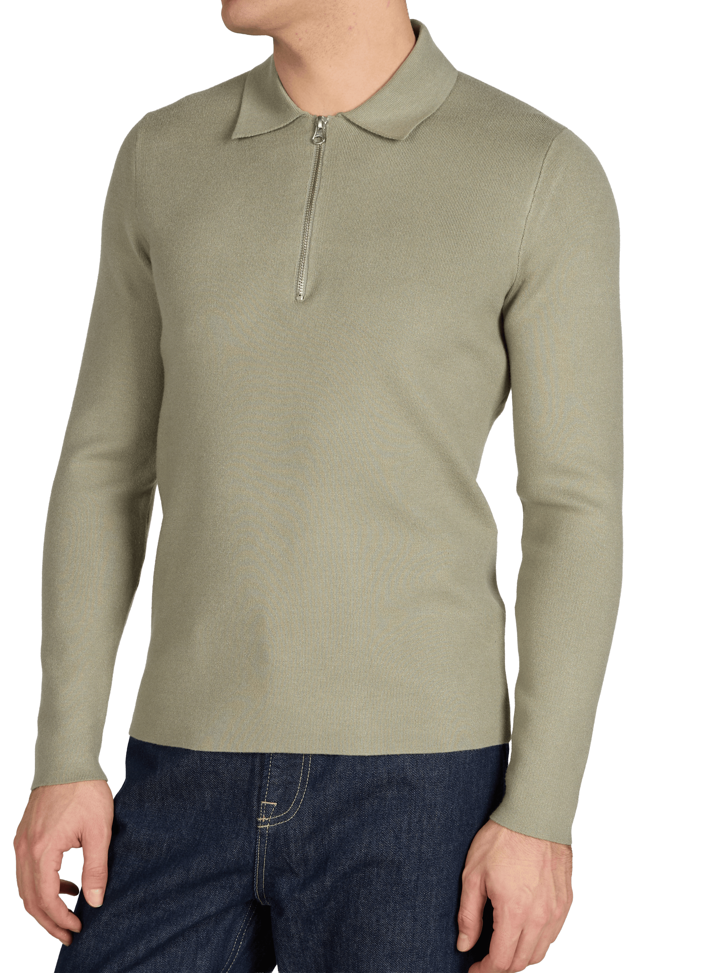 Pull uni à col plat et zippé SAMSOE SAMSOE Vert