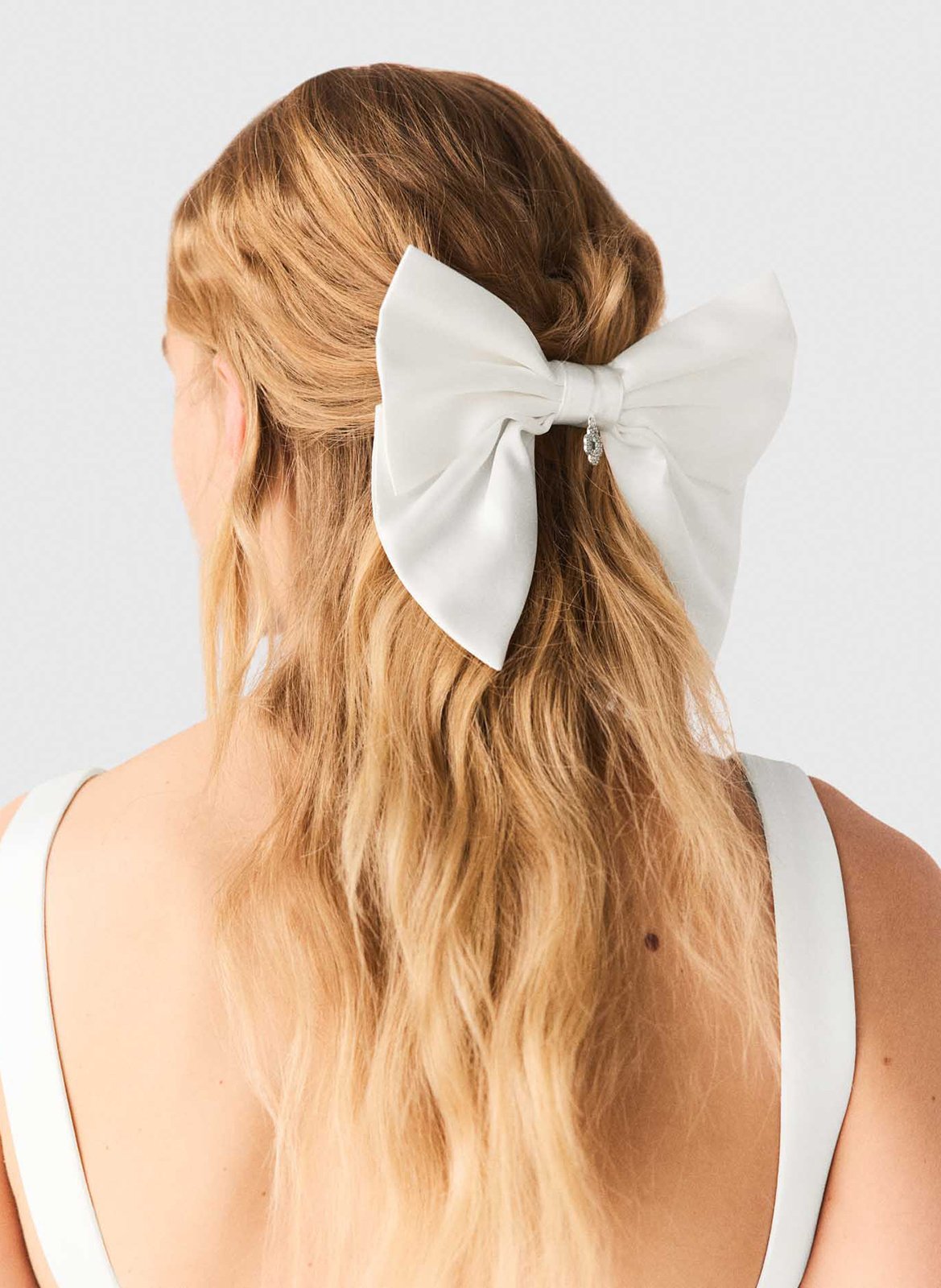 Barette noeud en soie MAJE Blanc