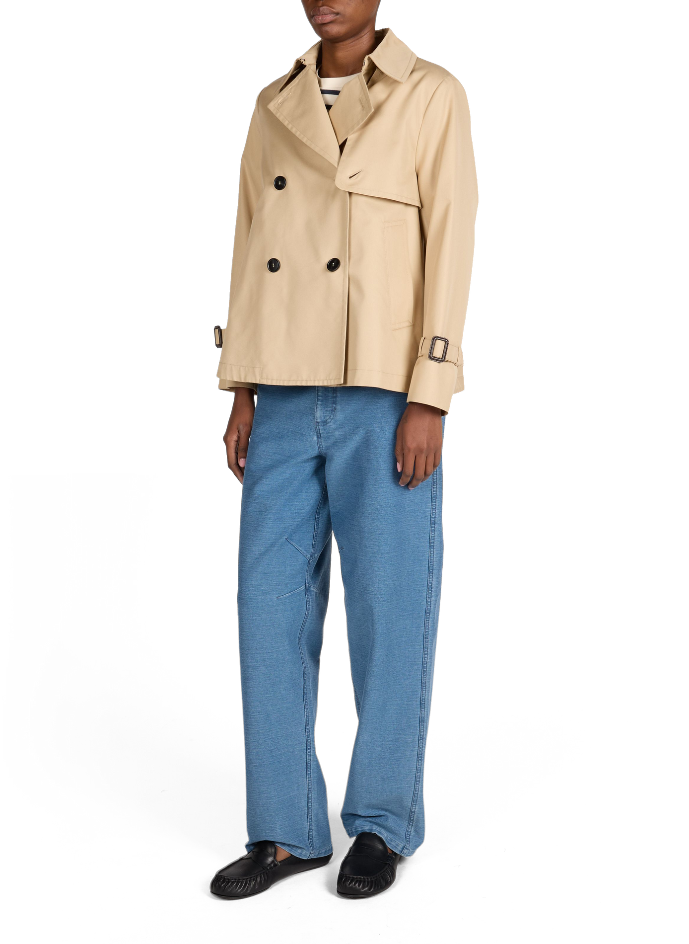 Wide-leg cotton blend jeans TIBI Blue