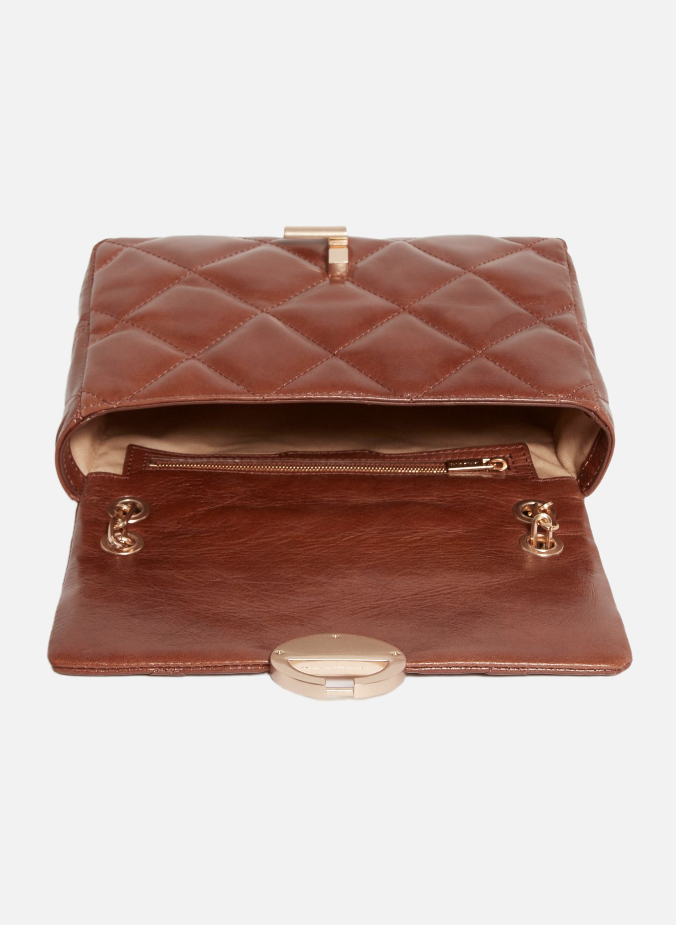 Grand sac moon en cuir Marron