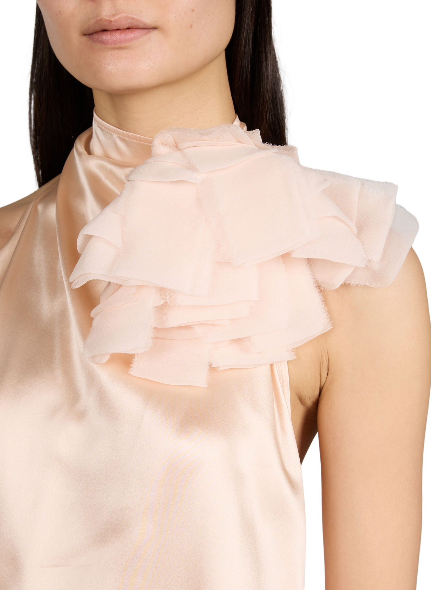 Blouse satinée à nouer en soie MAGDA BUTRYM Orange