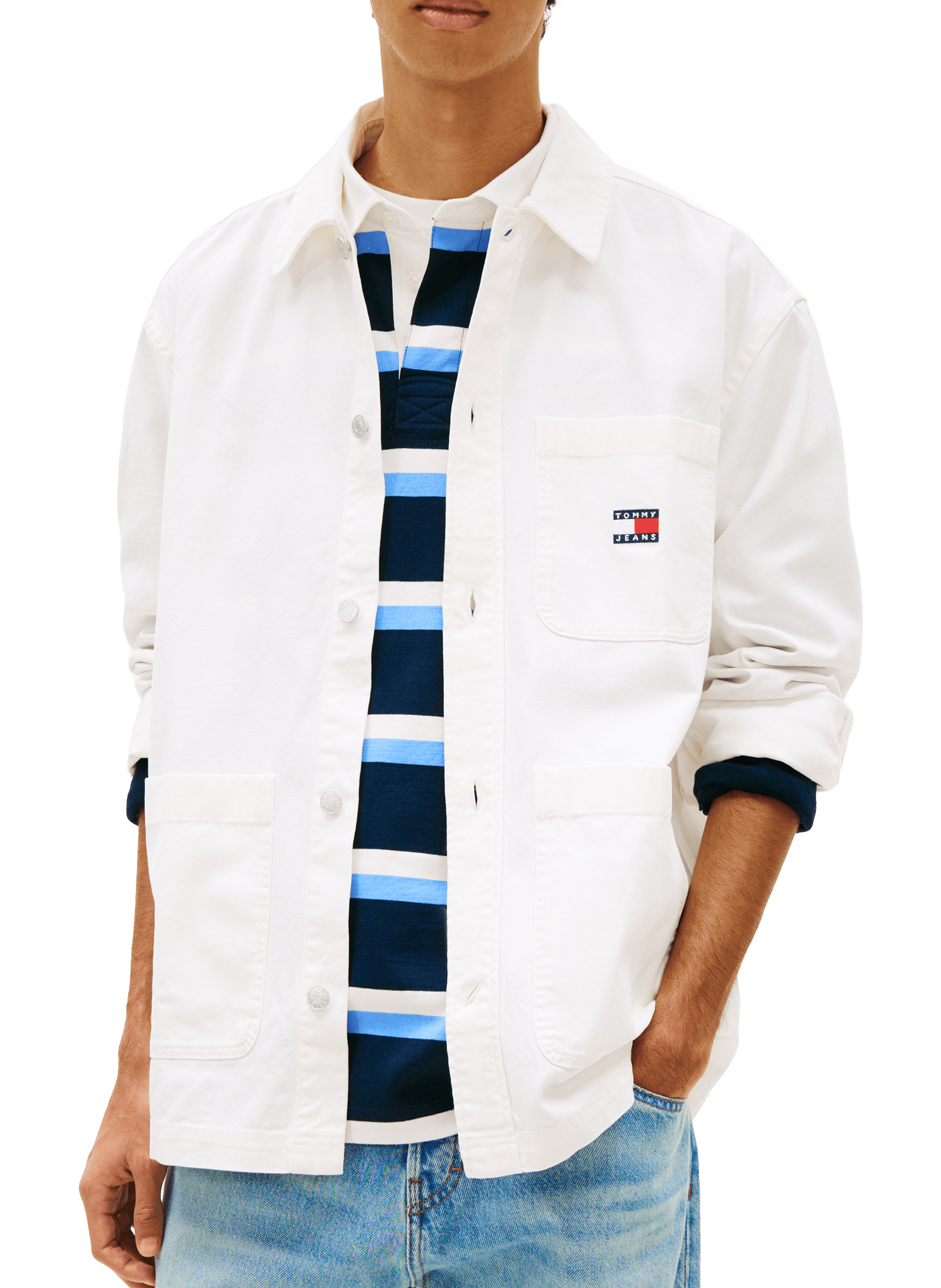 Cotton shirt-style jacket TOMMY HILFIGER Beige
