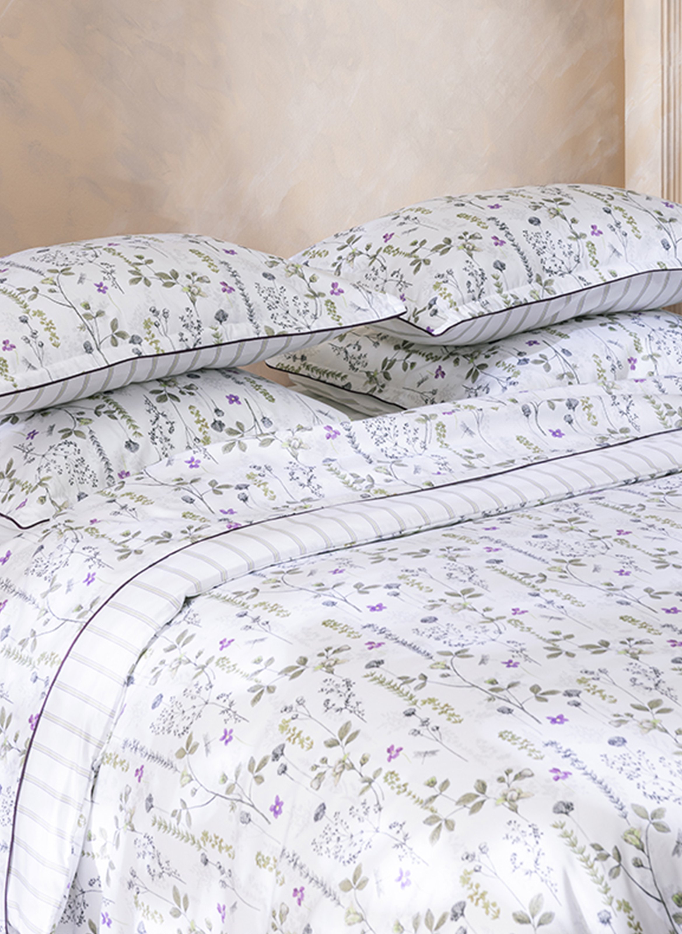 Drap plat imprimé en satin de coton bio, bucolique ALEXANDRE TURPAULT Blanc