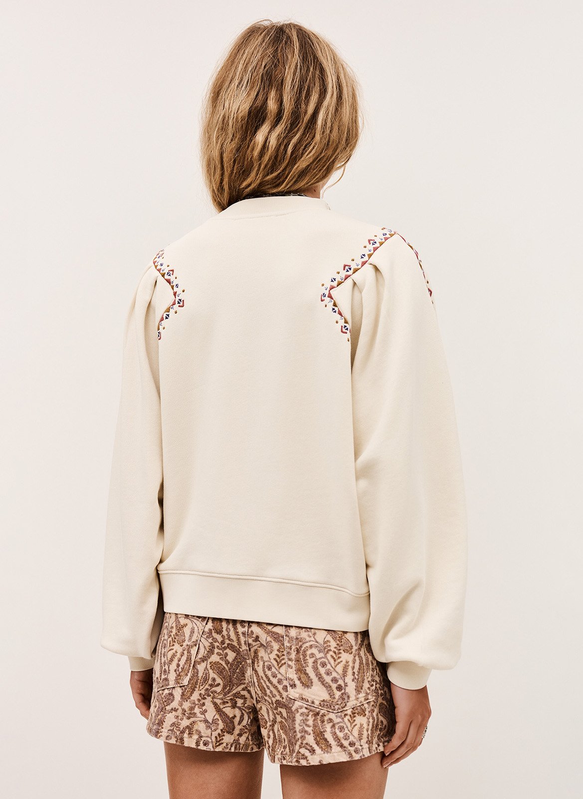 Sweat col rond en coton mélangé mesta BA&SH Beige