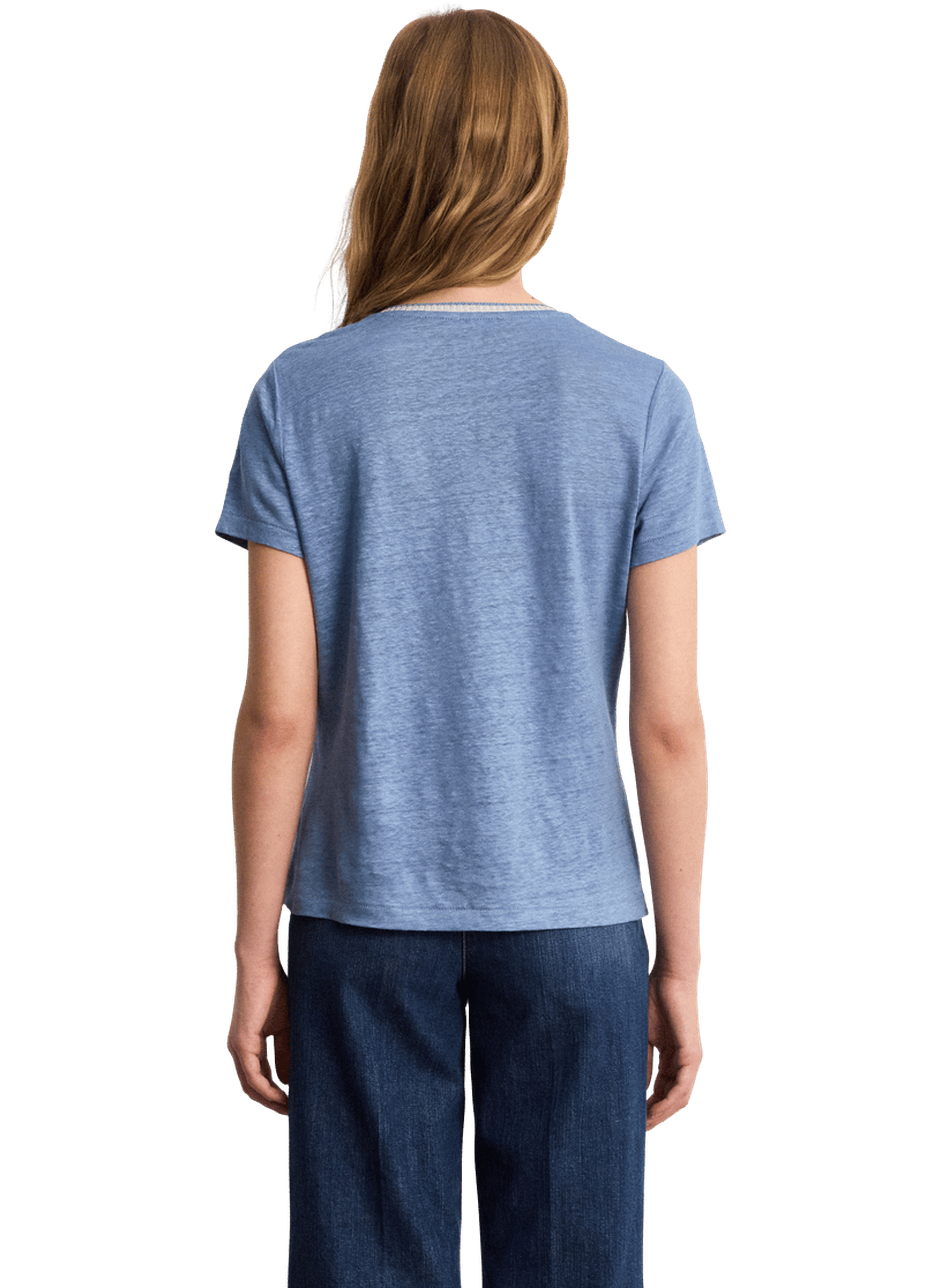 T-shirt v en lin et lurex - tinael PABLO Bleu