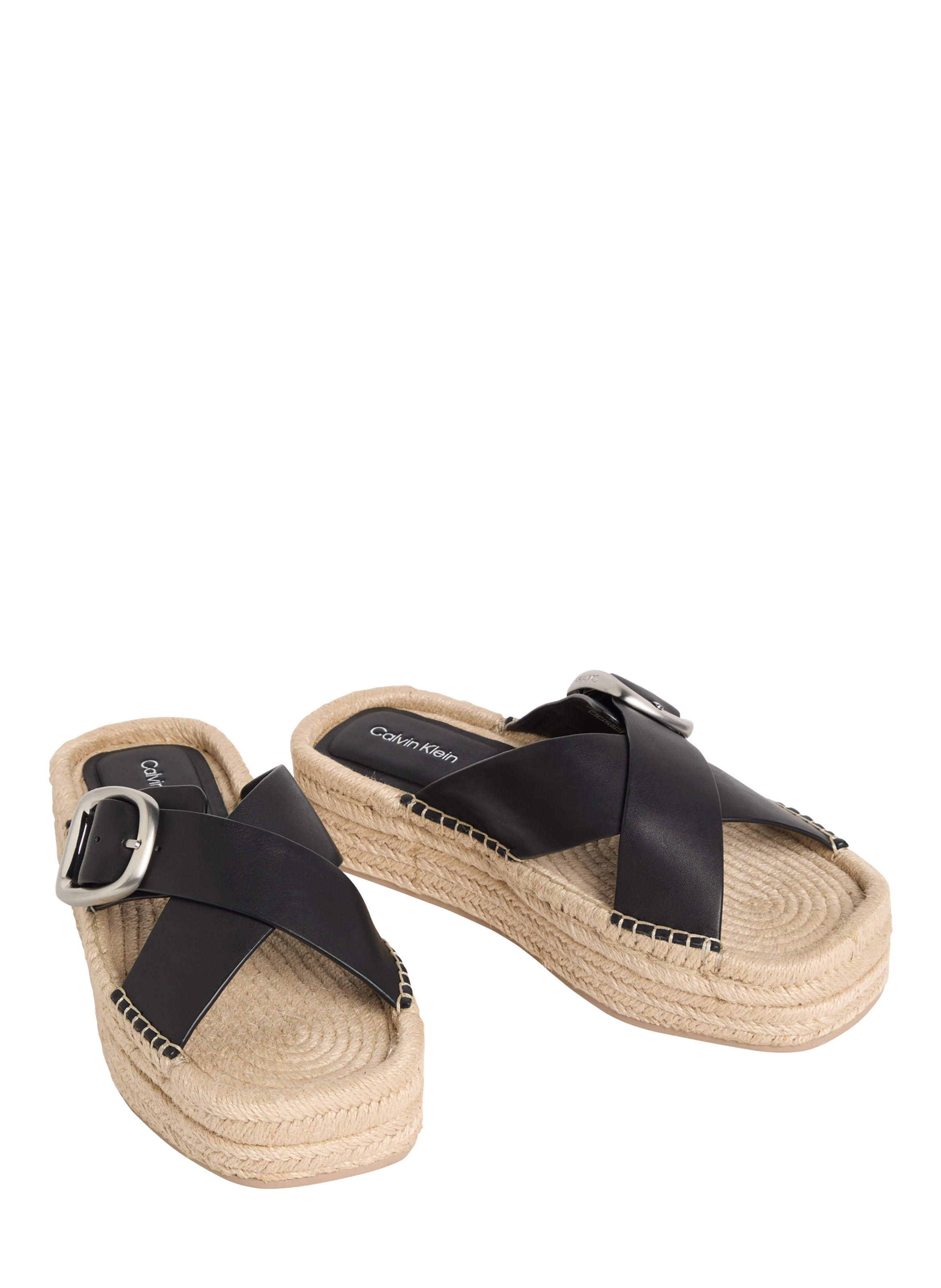 Espadrilles compensées Ebeth en cuir CALVIN KLEIN Noir