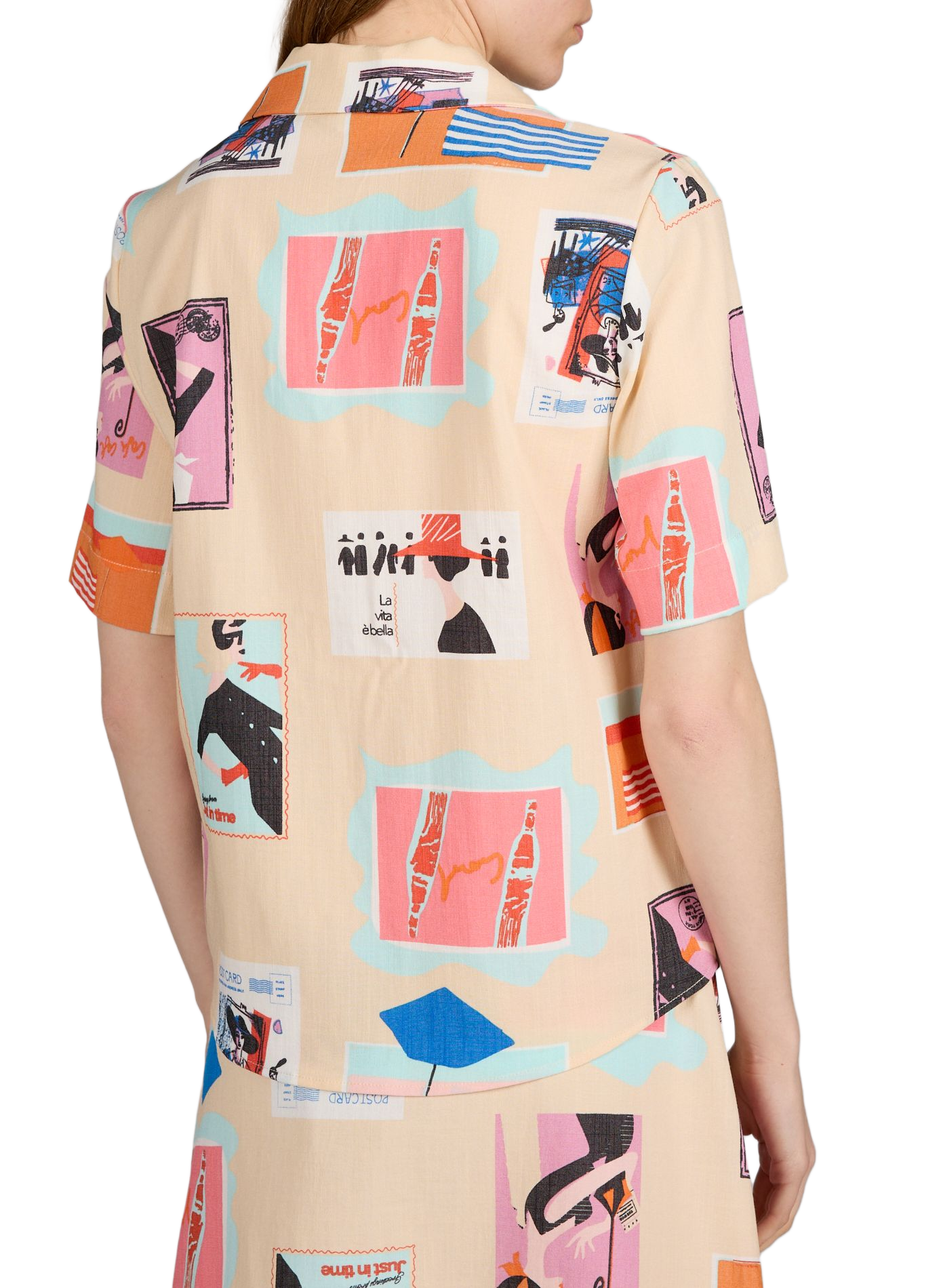 Gerade bedrucktes Hemd mit Knöpfen OBJECT Beige