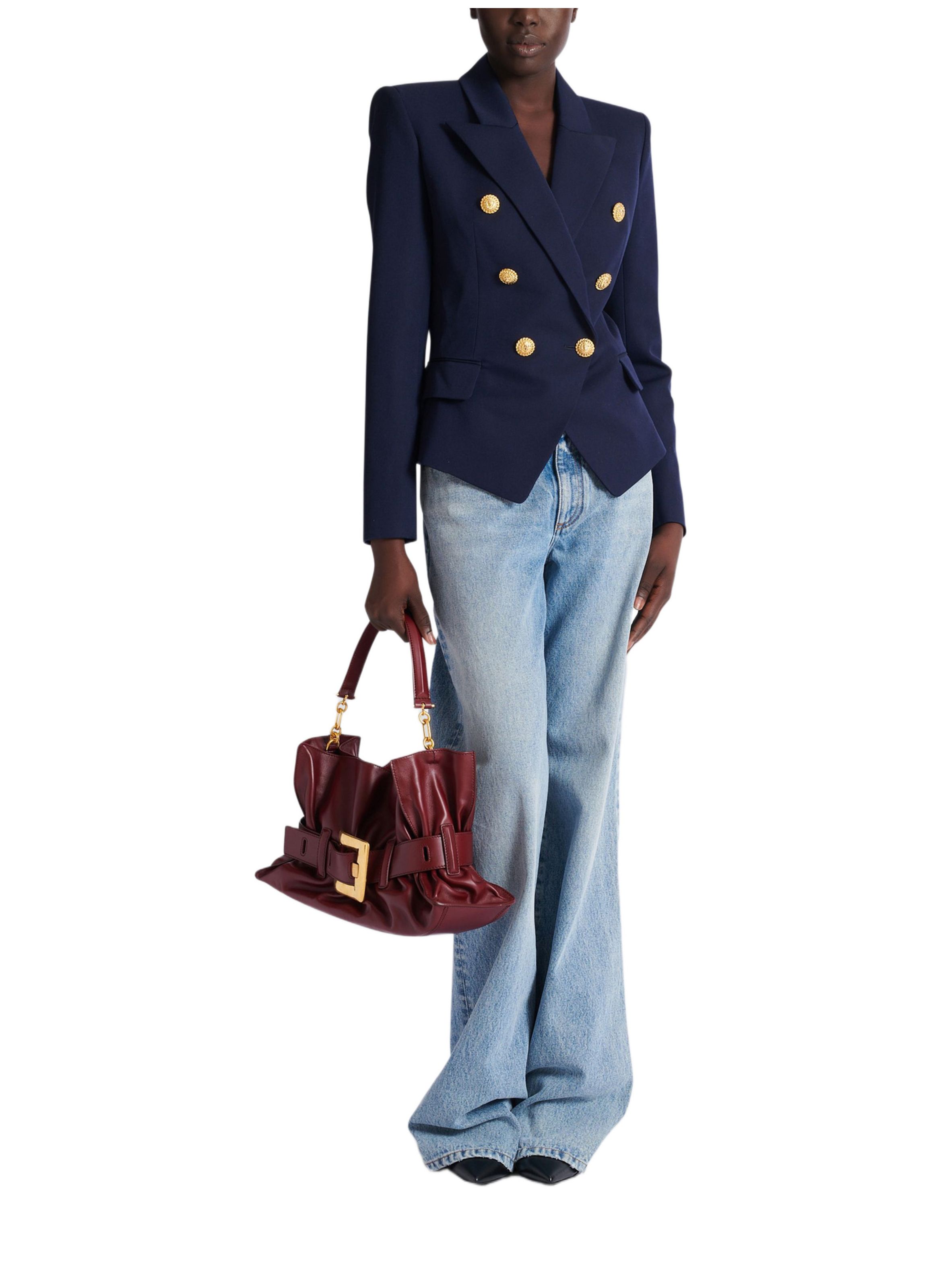 Veste 6 boutons ajustée en laine BALMAIN Bleu