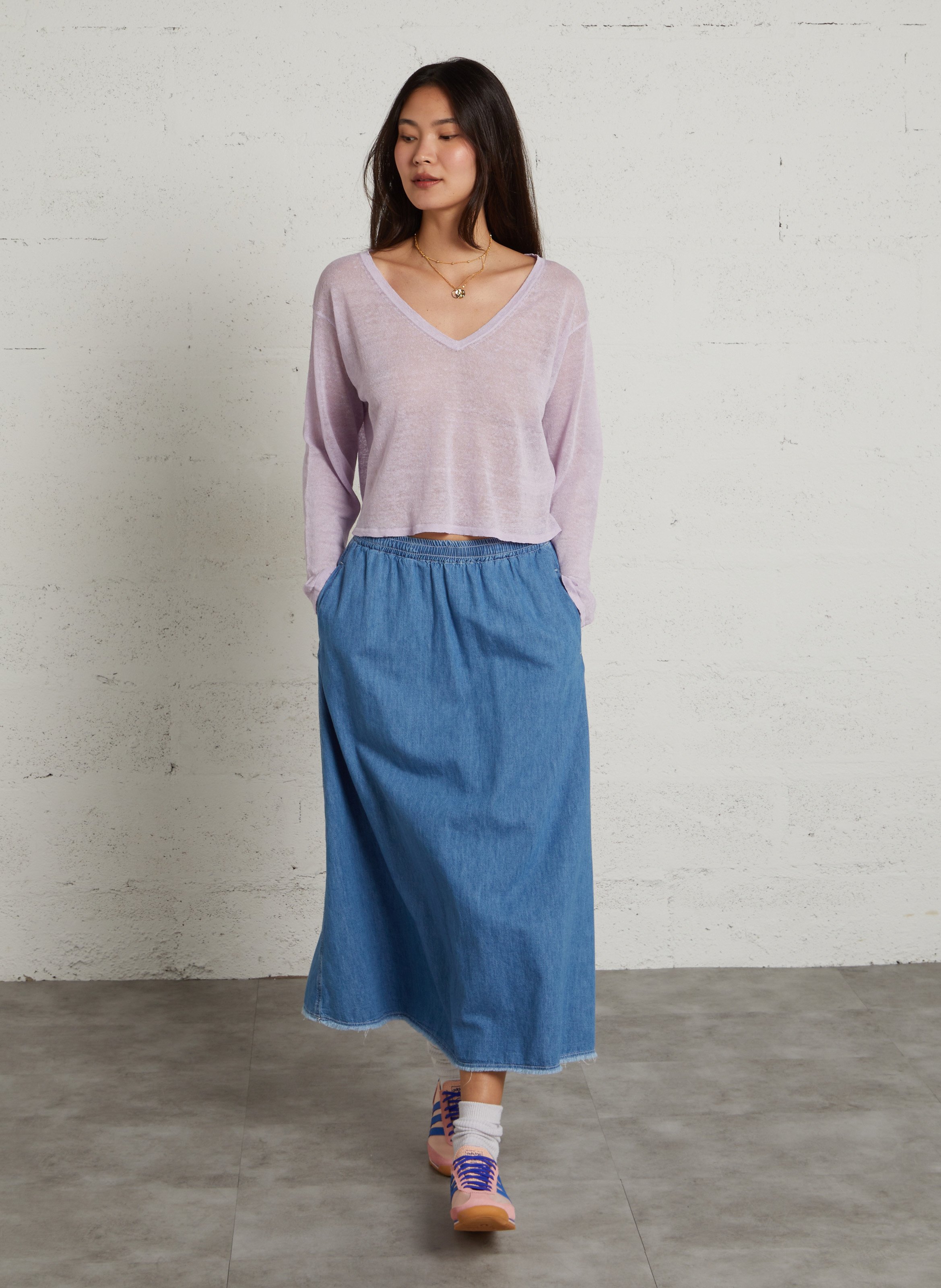 Pull en lin mélangé epaky AMERICAN VINTAGE Violet