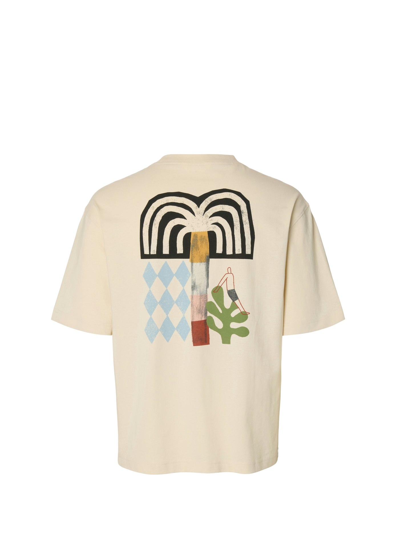 Short-sleeve printed cotton T-shirt  SELECTED Beige