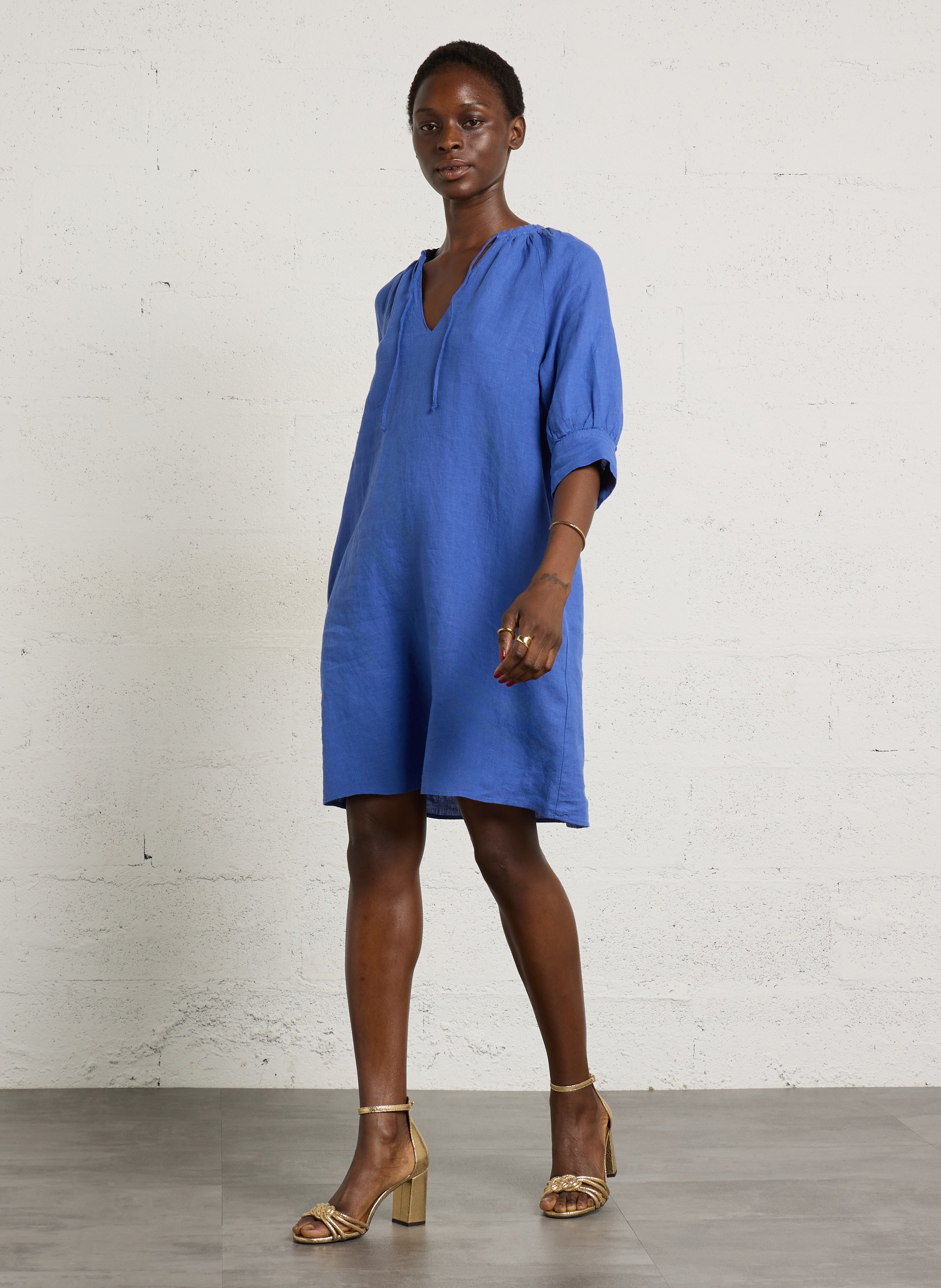 Robe courte ample en lin blinny MAISON 123 Violet