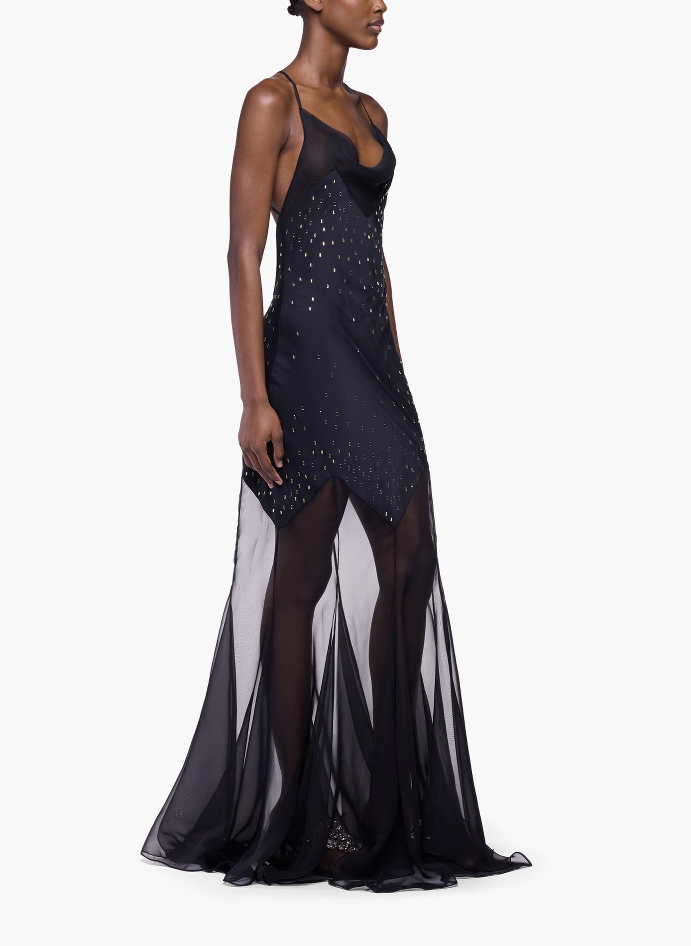 Longue robe avec ornements RABANNE Noir