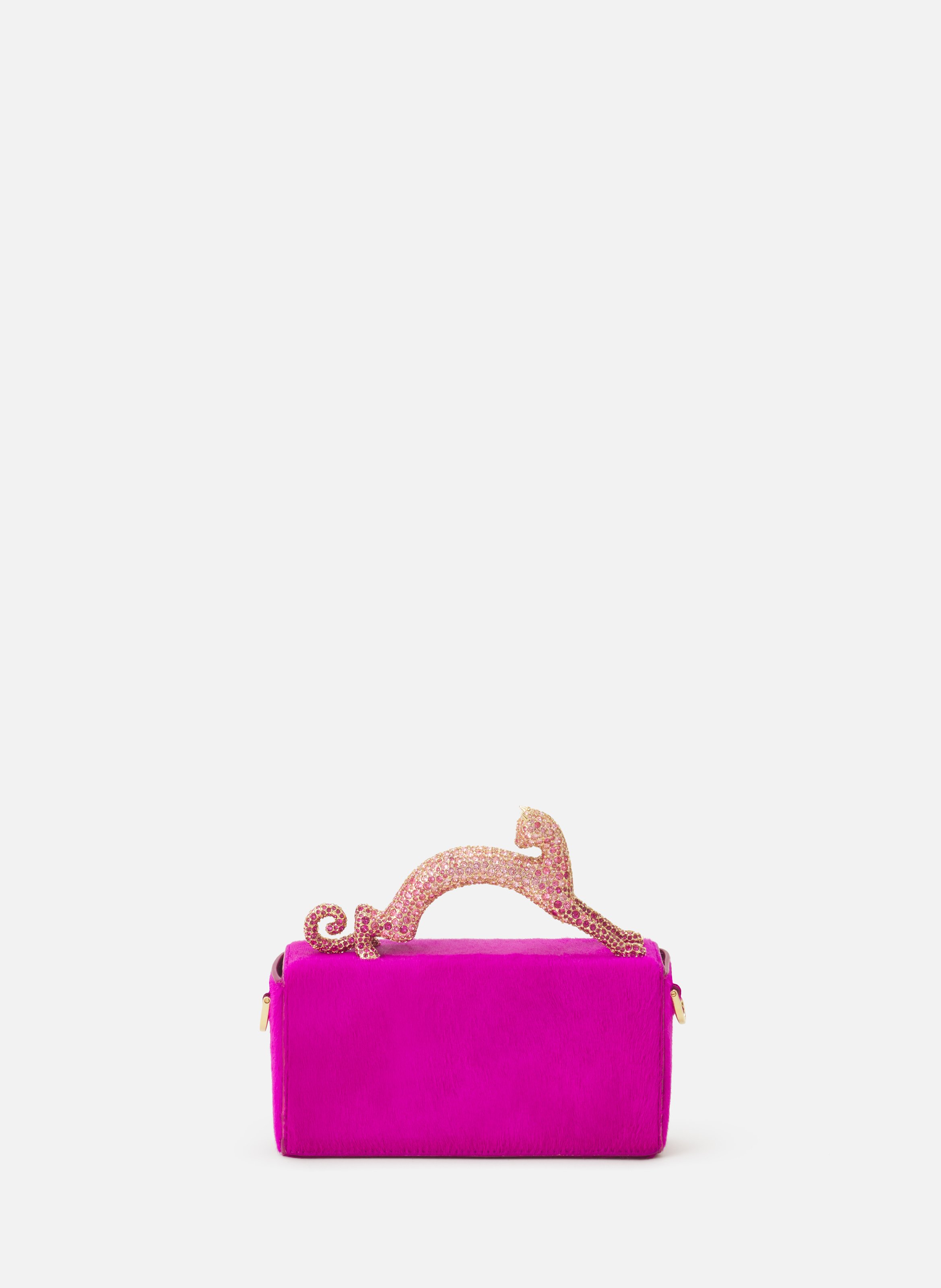 Sac pencil cat nano en pony et strass LANVIN Rose