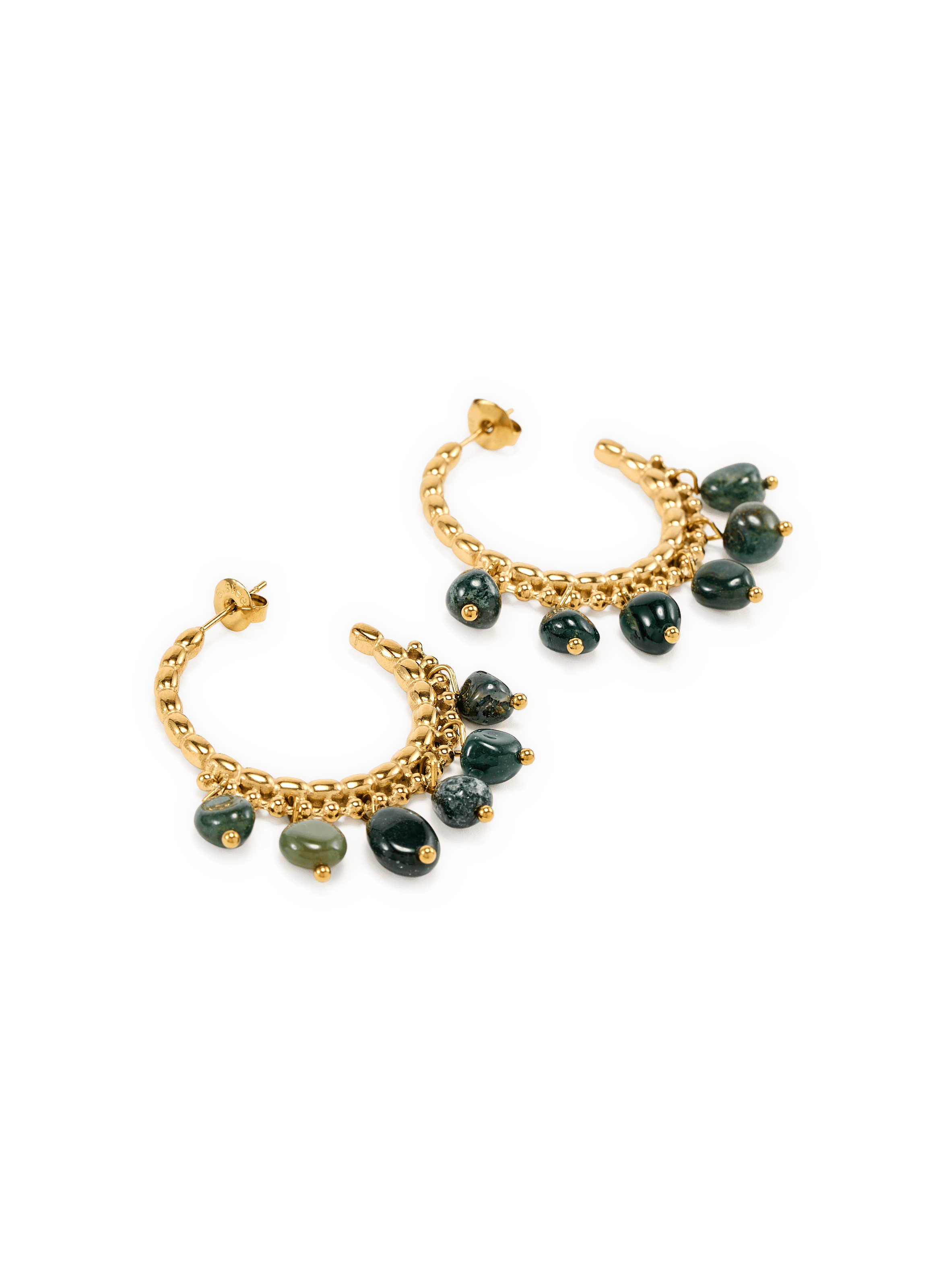 Boucles d'oreilles avec pierres de gemmes AU PRINTEMPS PARIS Vert
