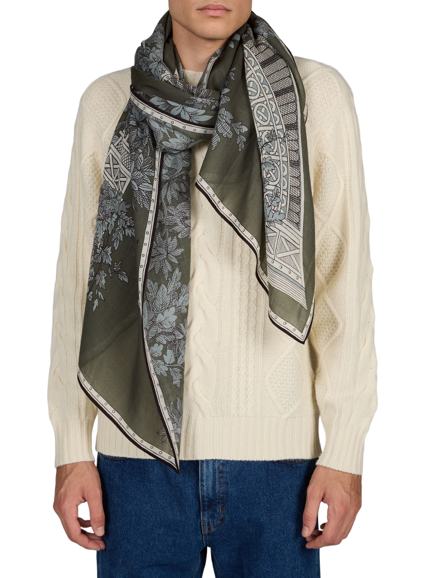 Bedrucktes Wolltuch INOUI EDITIONS Khaki
