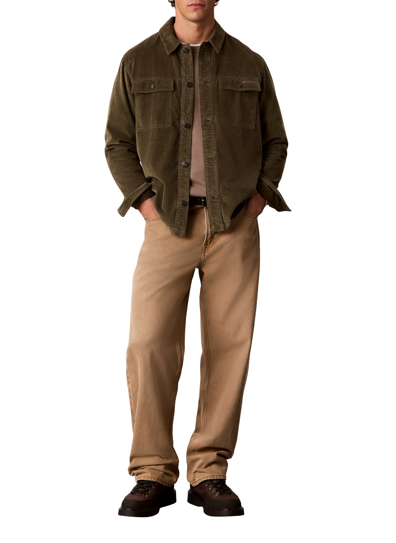 Straight cotton corduroy shirt CALVIN KLEIN Khaki