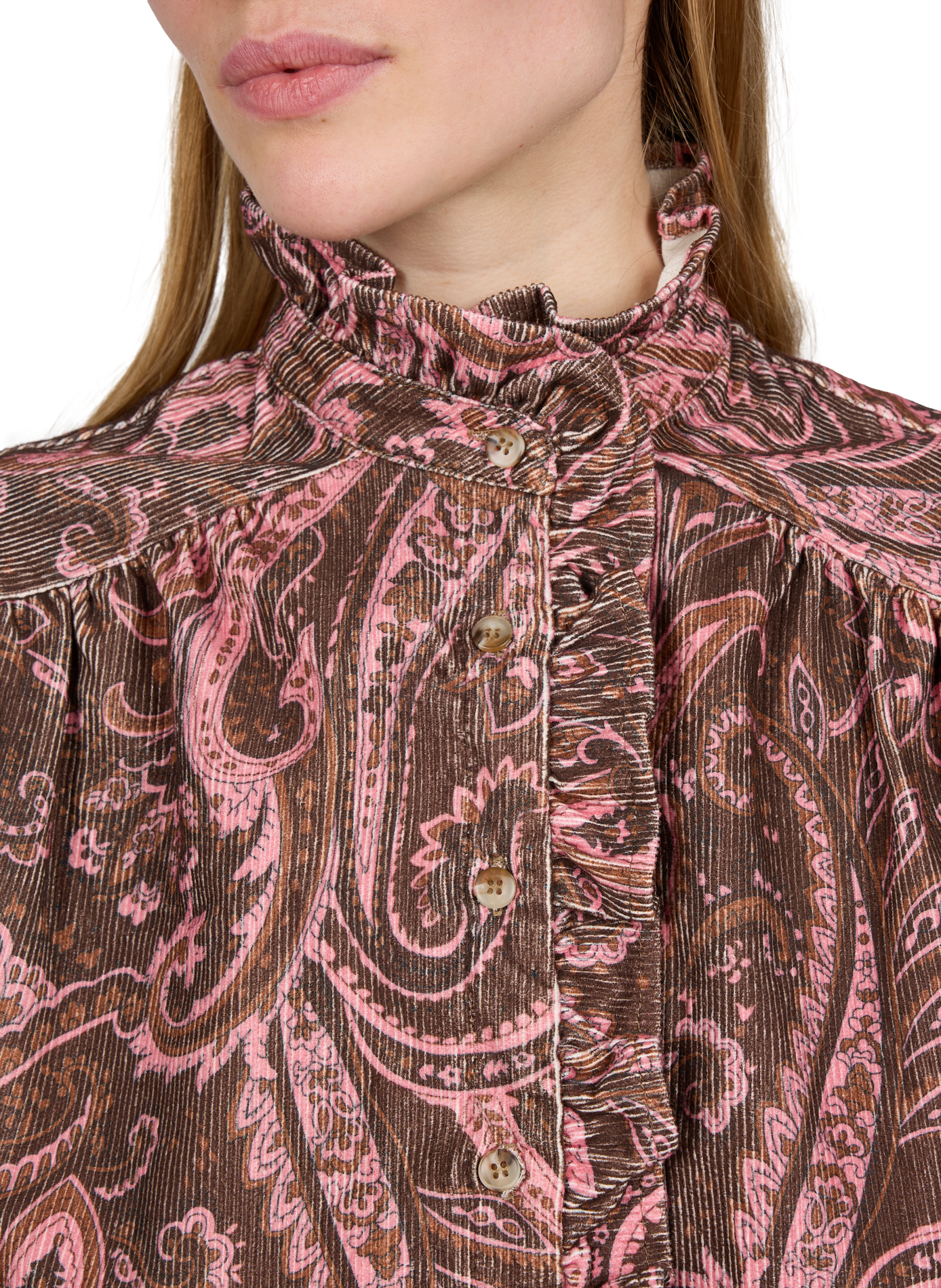 Straight ribbed cotton shirt GARANCE Brown