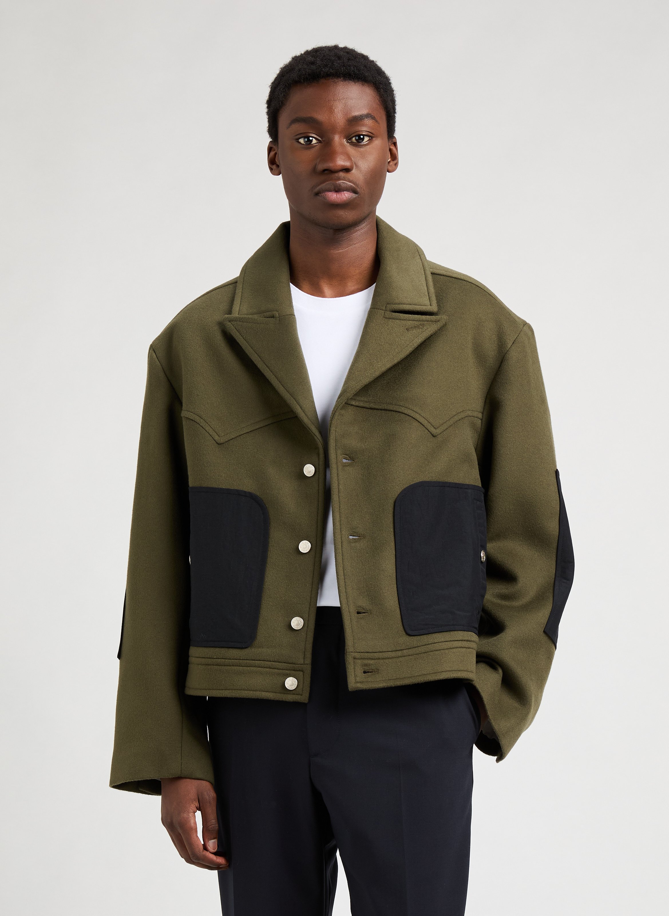 OUEST PARIS Veste en laine Western Vert