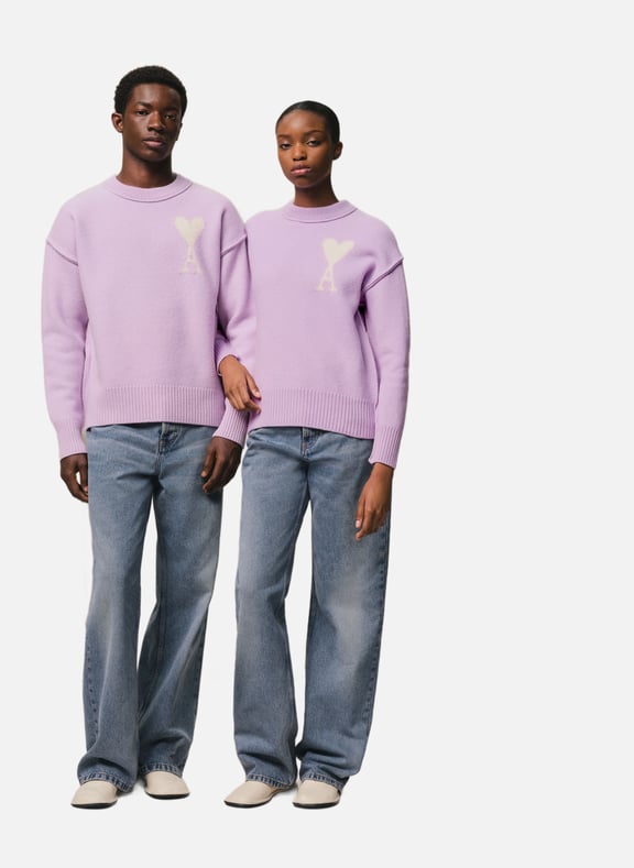 Pull ami de coeur ecru unisexe Violet by AMI PARIS AMI PARIS Pull ami de coeur ecru unisexe Violet