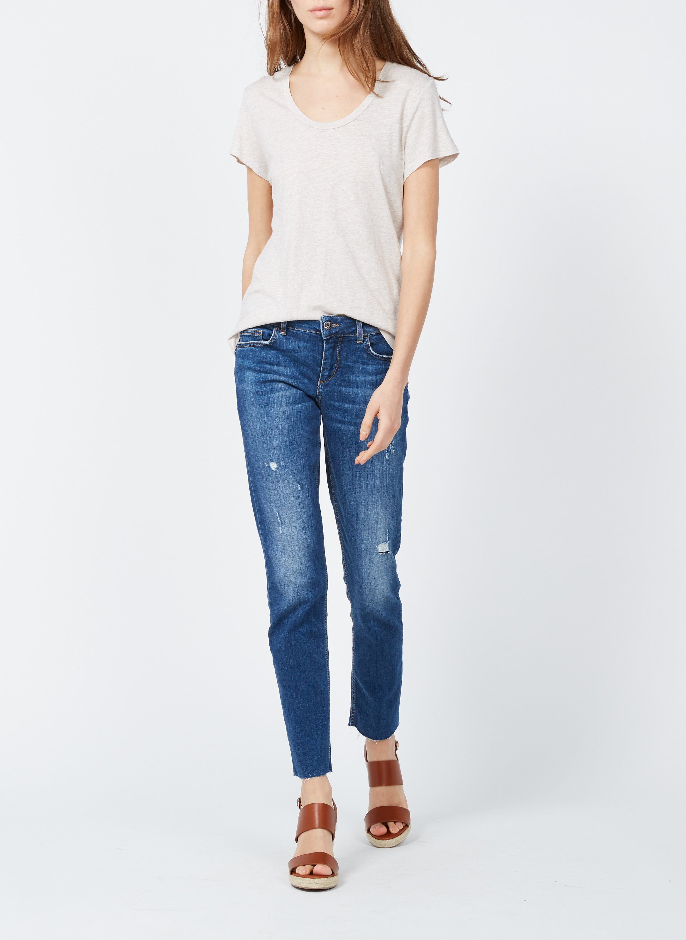 Tee-shirt col rond en coton mélangé jacksonville AMERICAN VINTAGE Beige