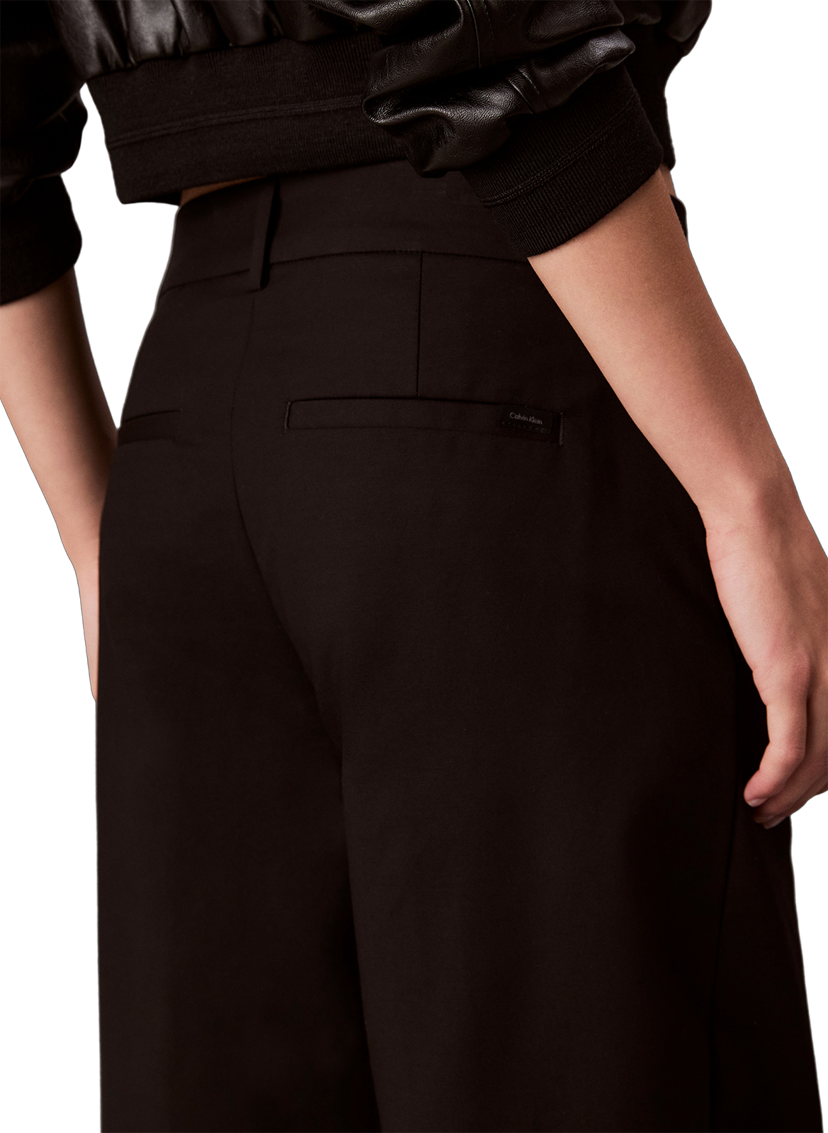 Pantalon droit en coton mélangé CALVIN KLEIN Noir