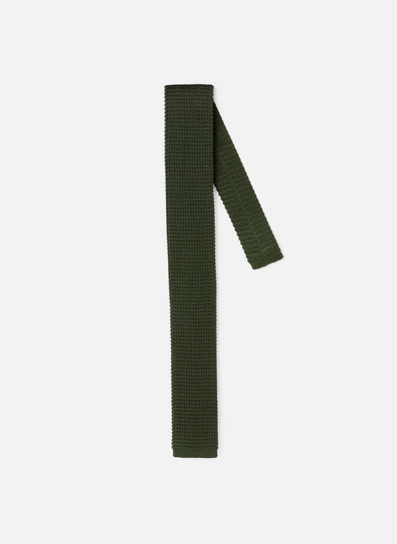 Straight knitted silk tie Khaki by AU PRINTEMPS PARIS AU PRINTEMPS PARIS Straight knitted silk tie Khaki