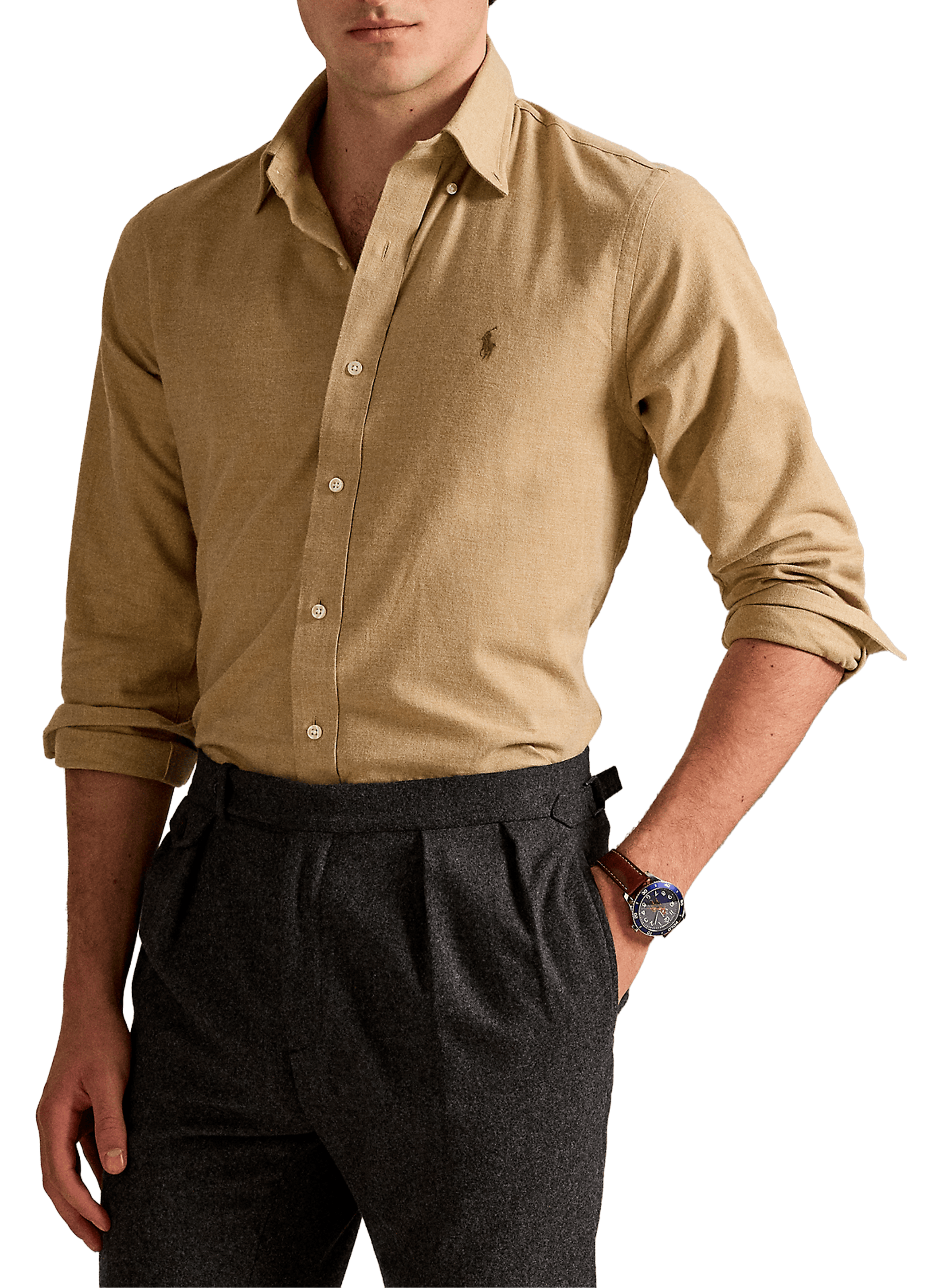 POLO RALPH LAUREN Chemise droite en coton mélangé Beige